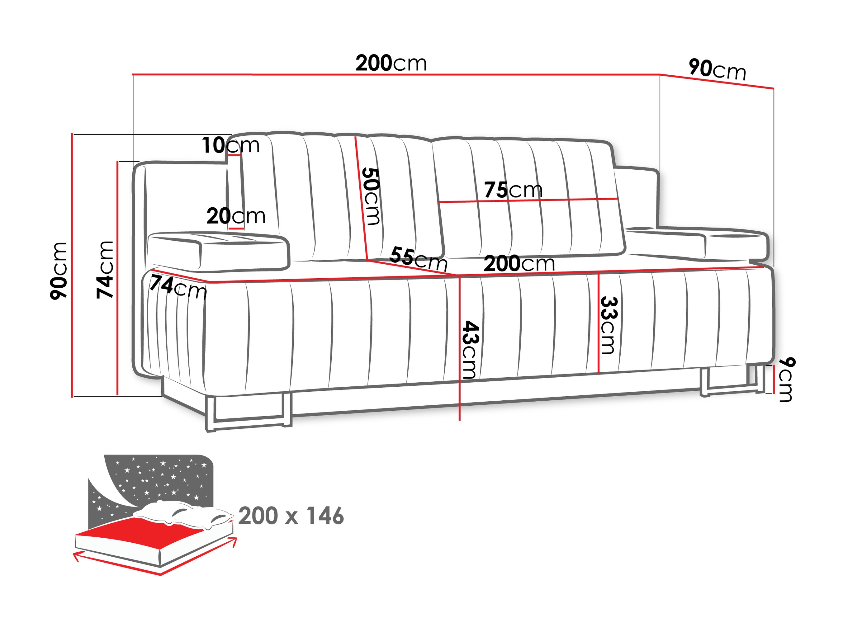 Sofa na razvlačenje Columbus 152 (Lumo 75)