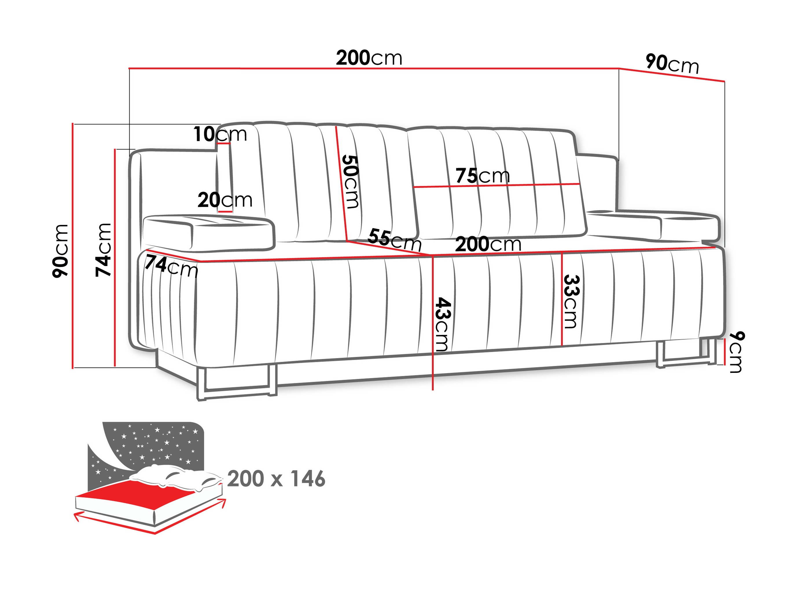 Sofa na razvlačenje Columbus 152 (Lux 05)