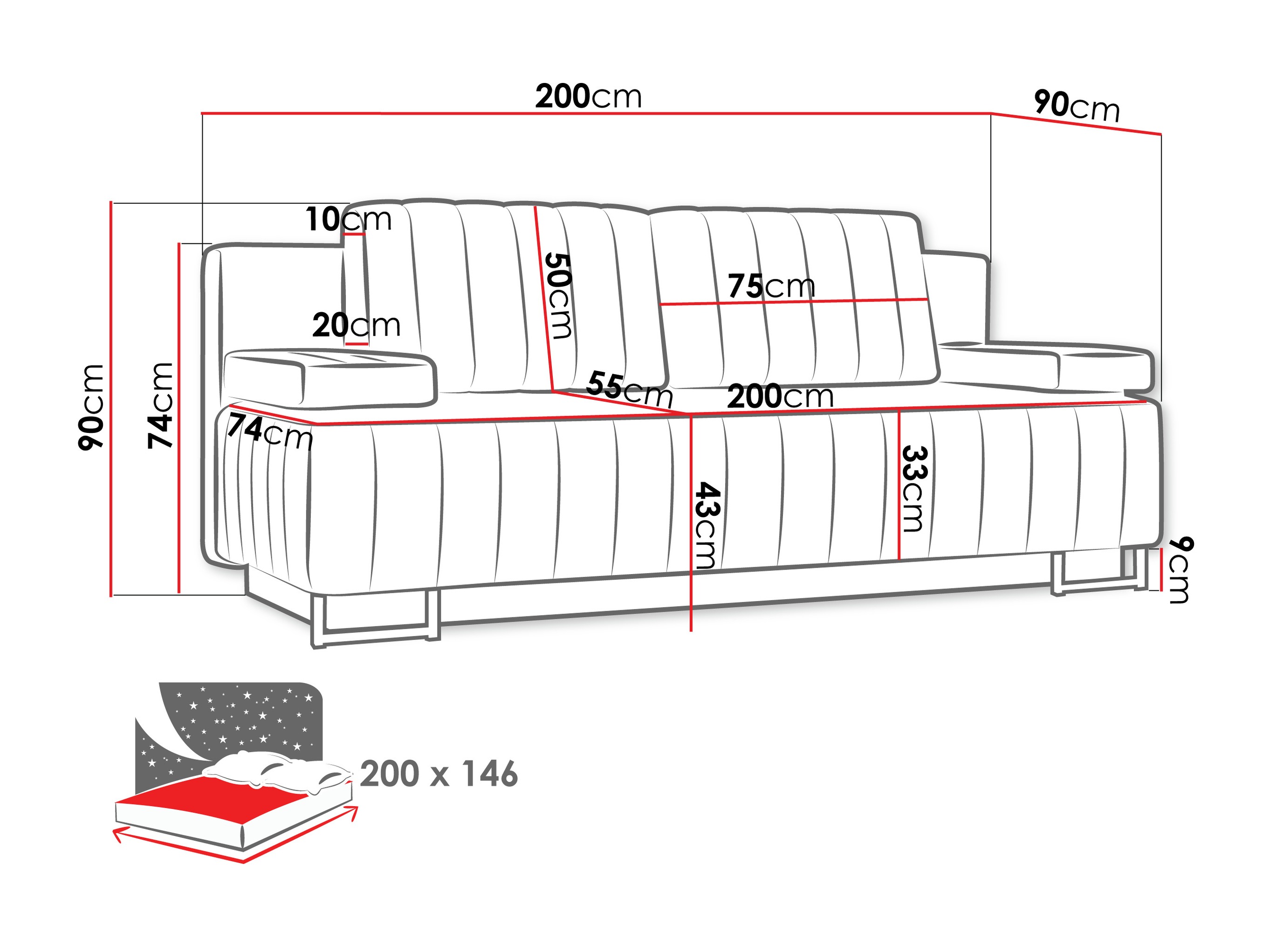 Sofa na razvlačenje Columbus 152 (Lux 11)