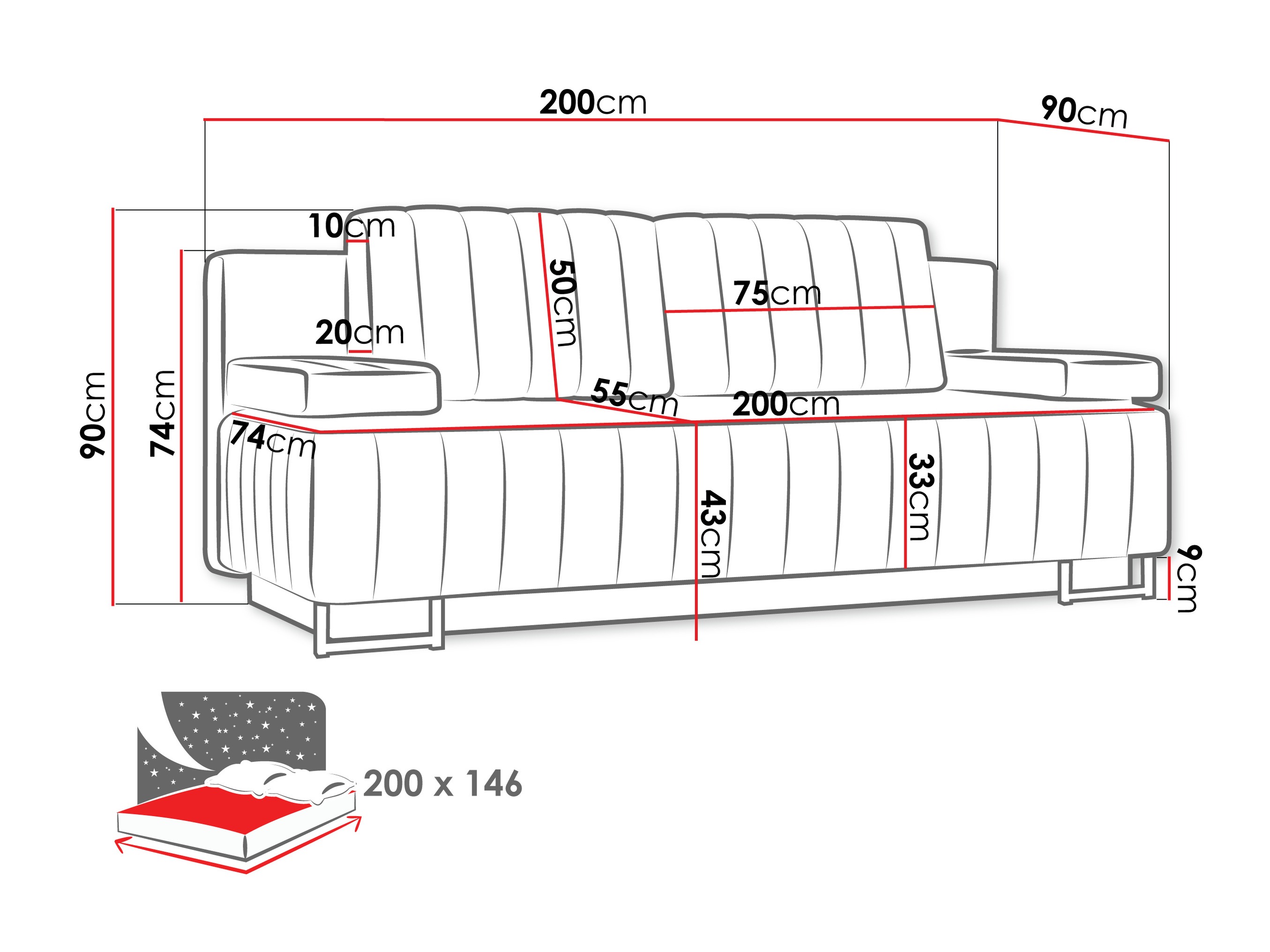 Sofa na razvlačenje Columbus 152 (Lux 34)