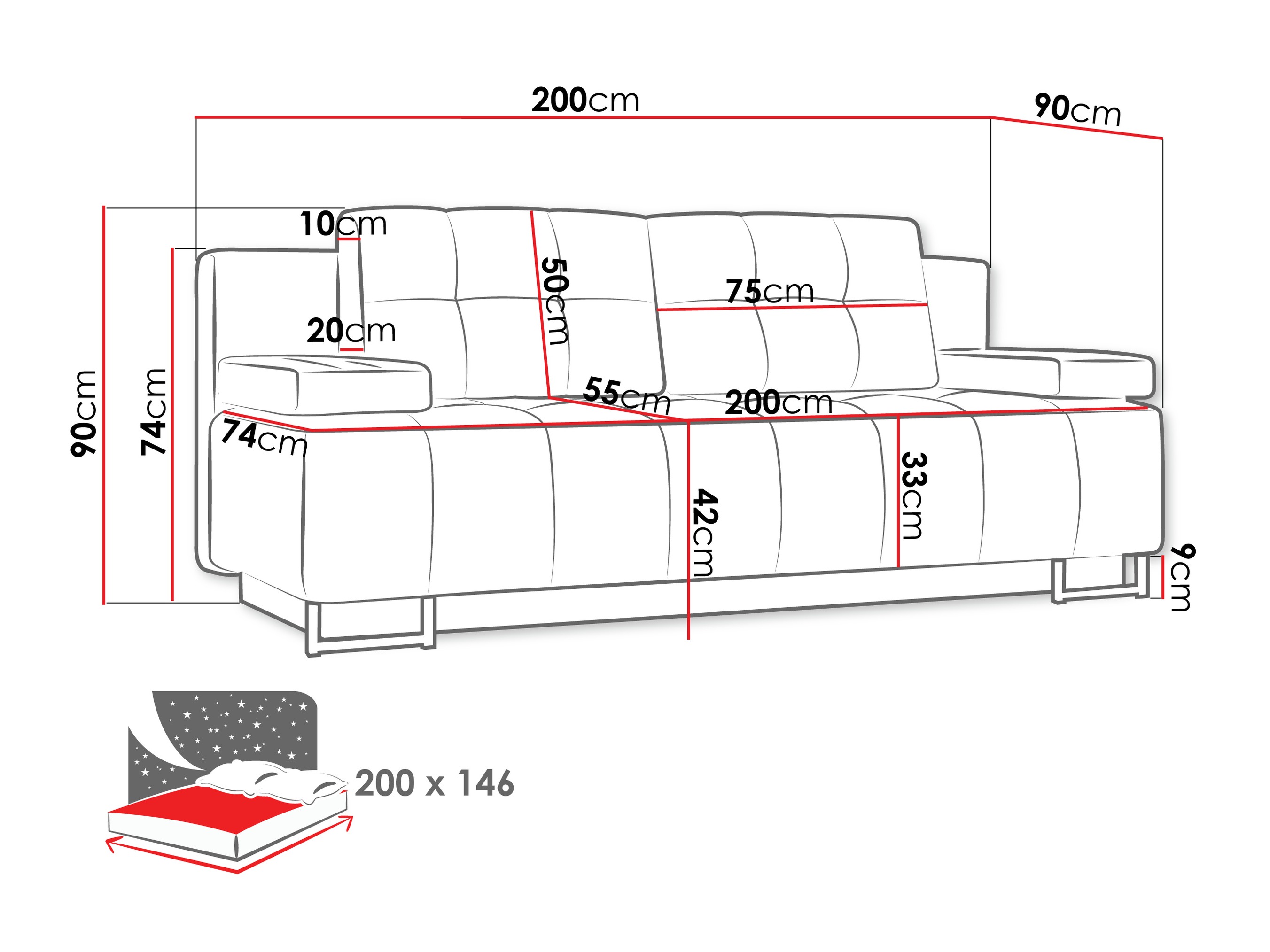 Sofa na razvlačenje Columbus 151 (Lumo 55)