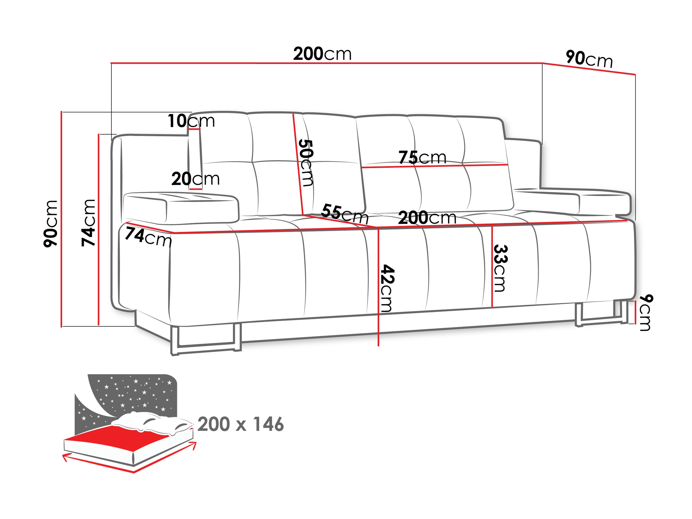 Sofa na razvlačenje Columbus 151 (Lux 05)