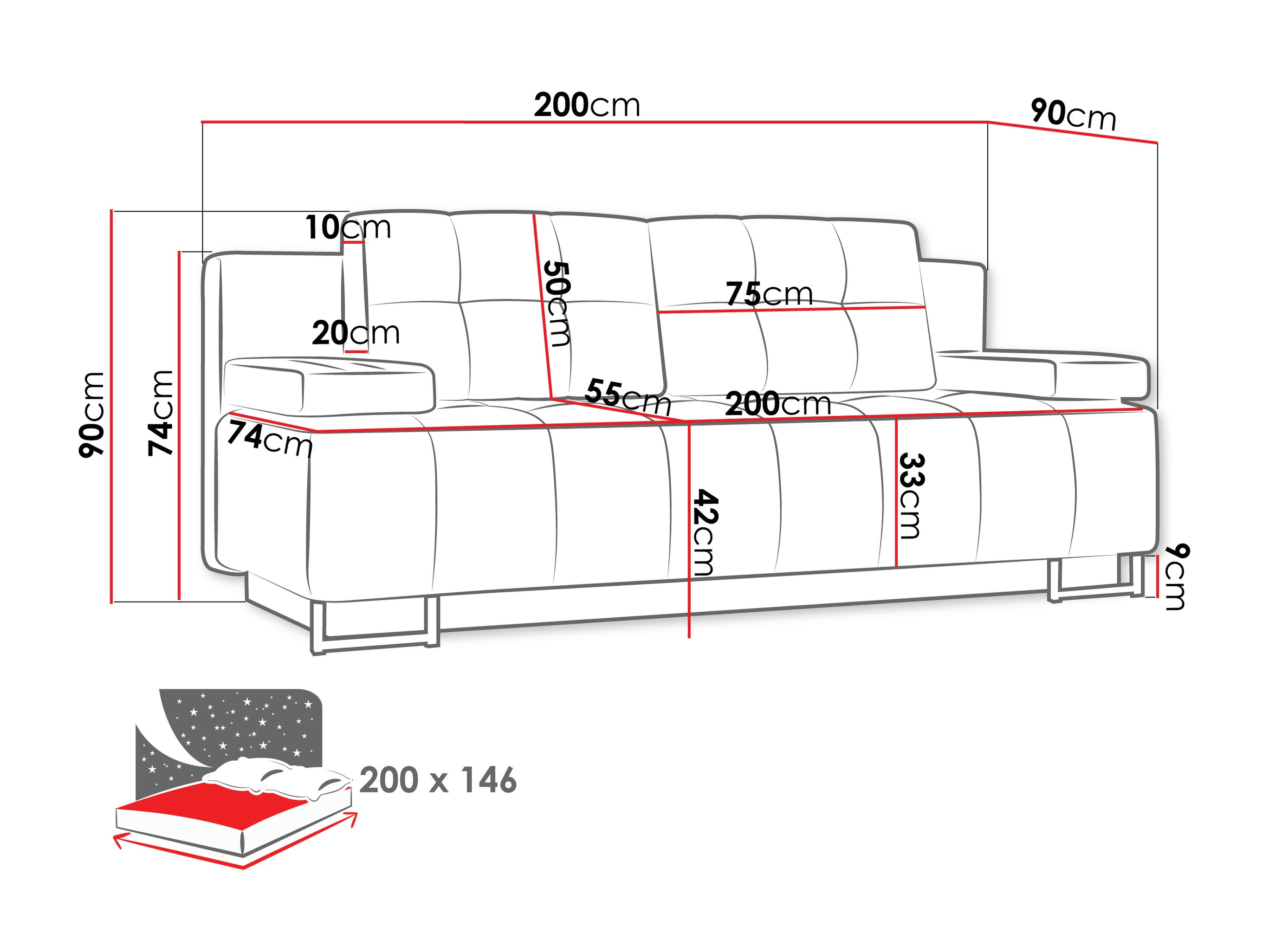 Sofa na razvlačenje Columbus 151 (Lux 06)