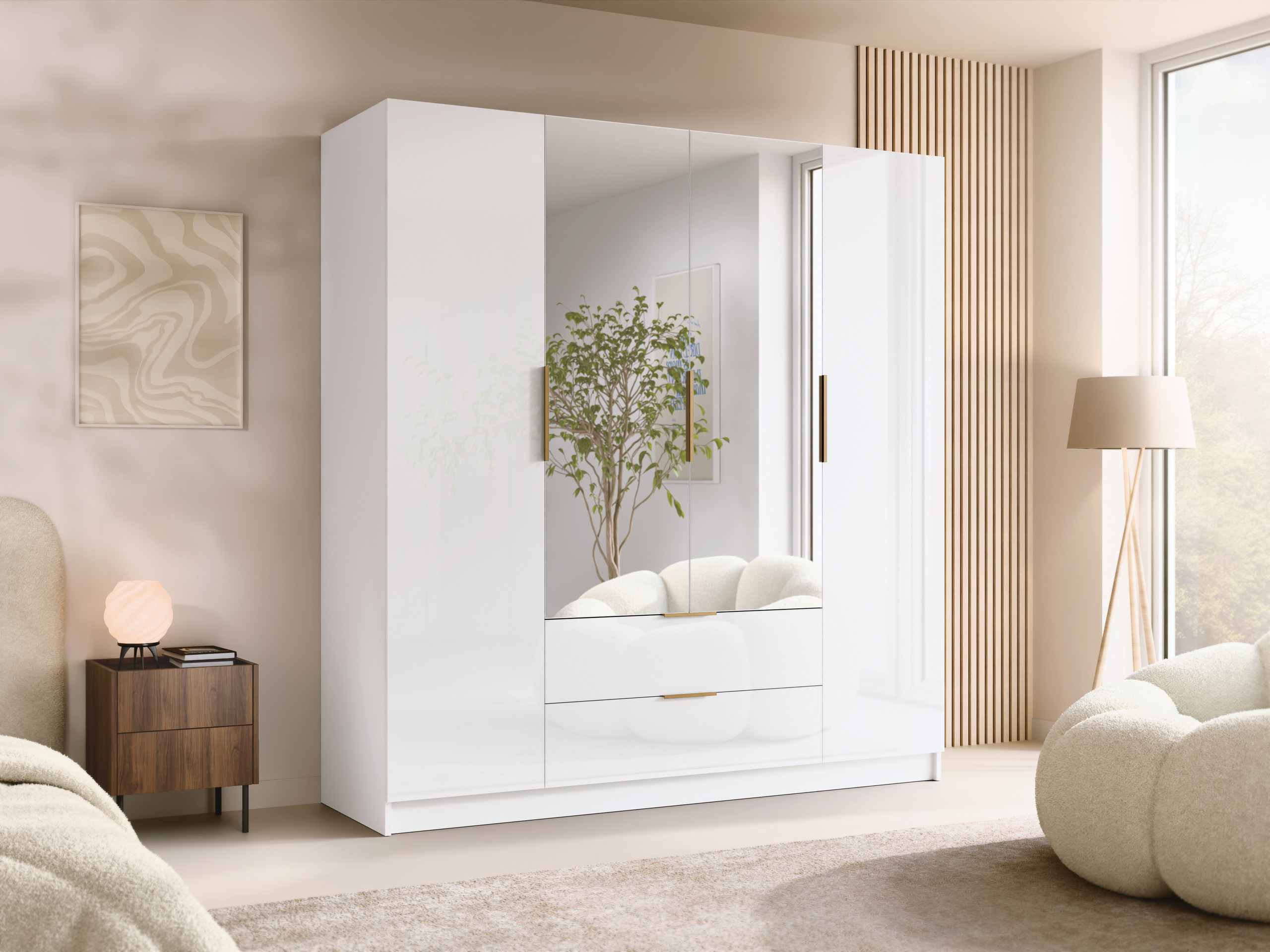 Ormar Closico Cadron II (Belo + Sjajno belo)