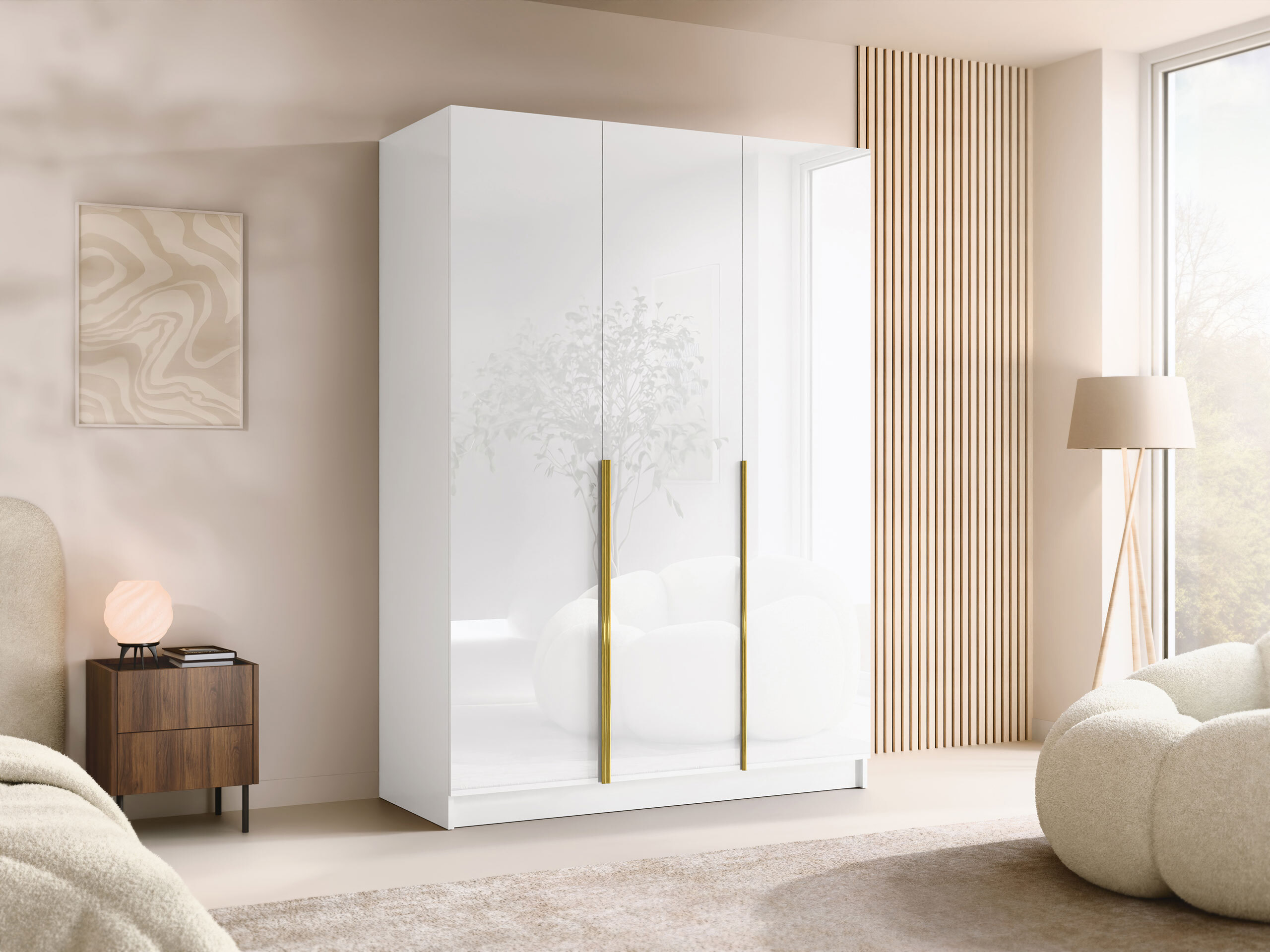 Ormar Closico Decoron I (Belo + Sjajno belo)