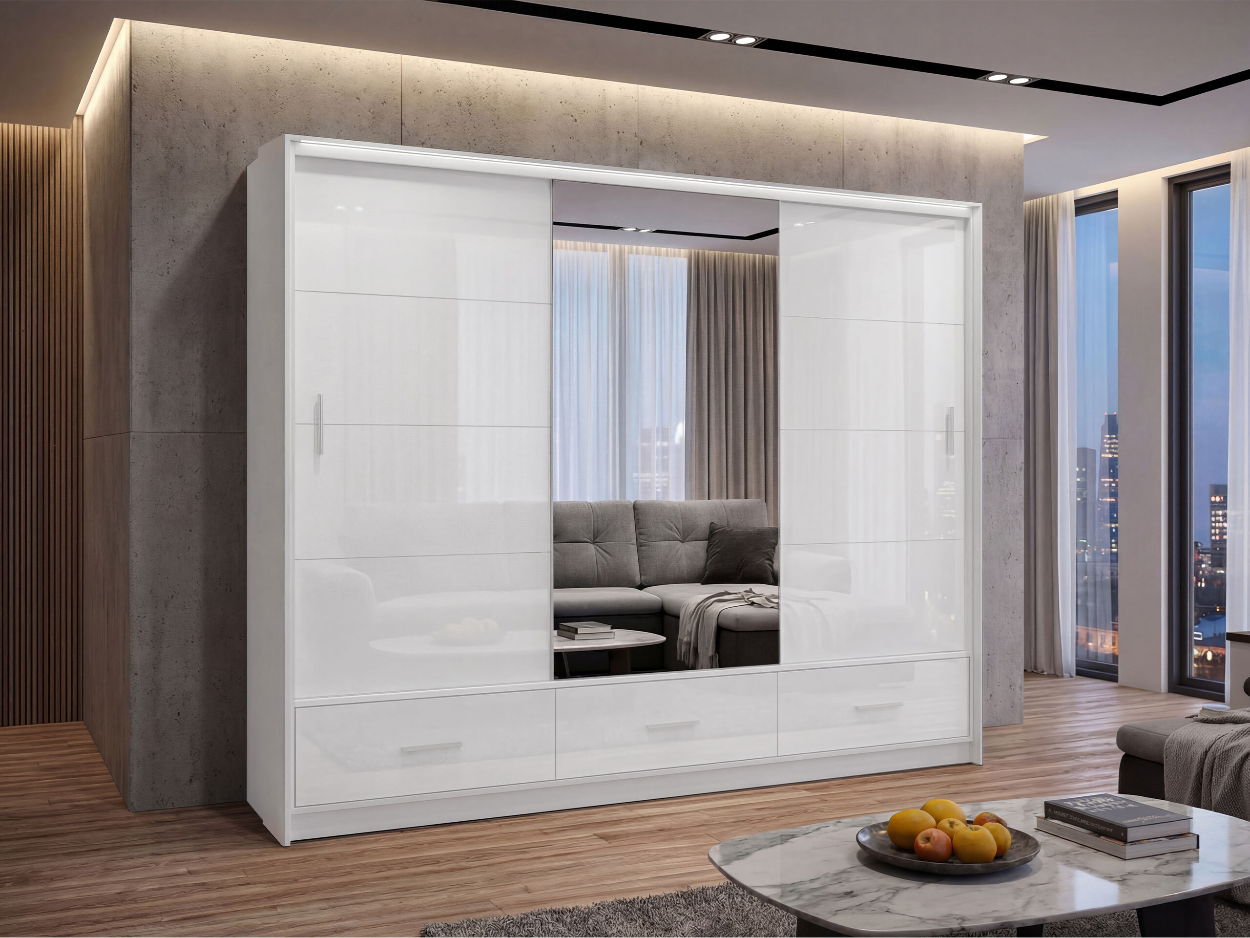 Ormar Honolulu 203 (Belo + Sjajno belo)