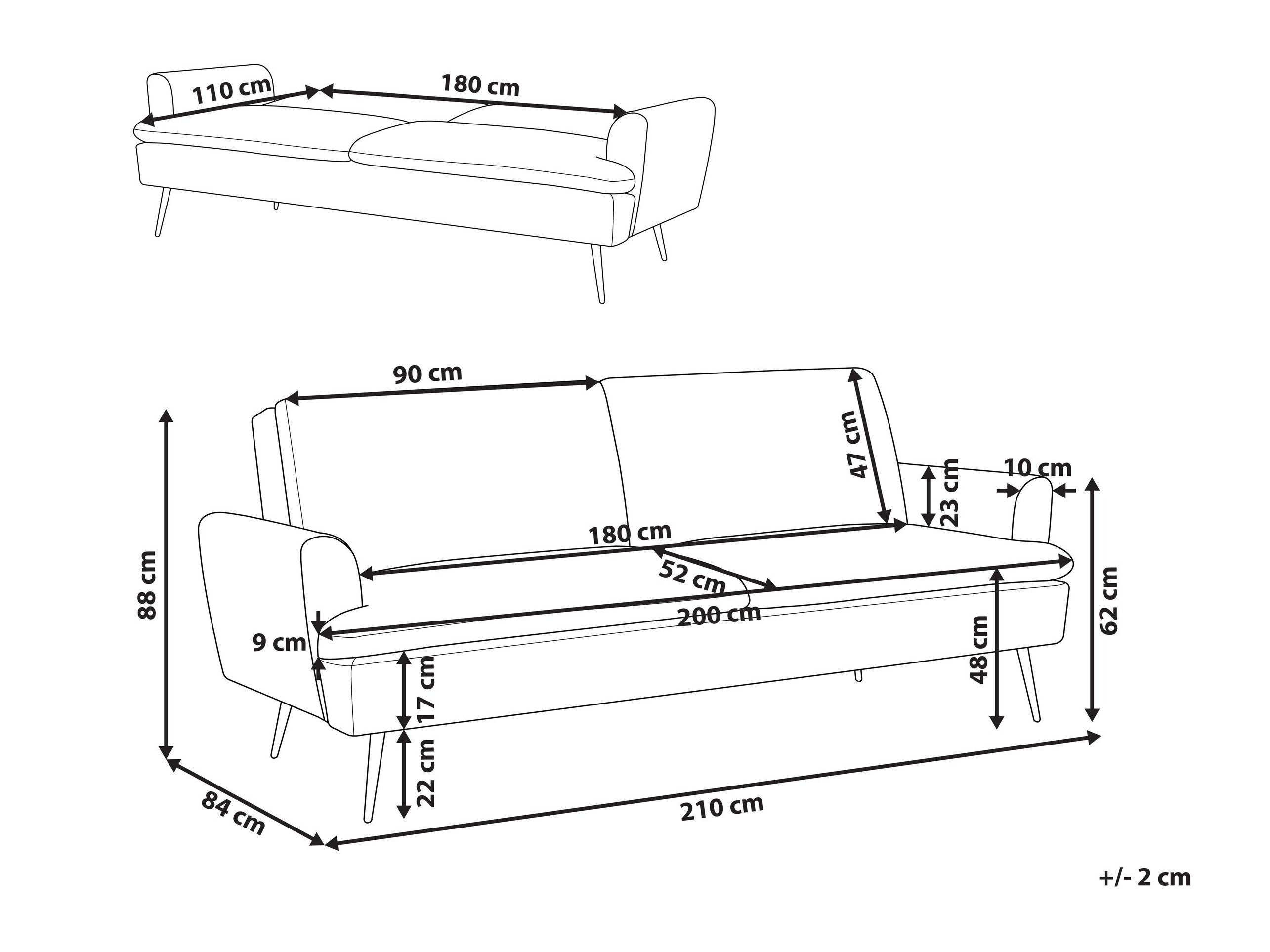 Sofa na razvlačenje Berwyn 1564 (Bež)