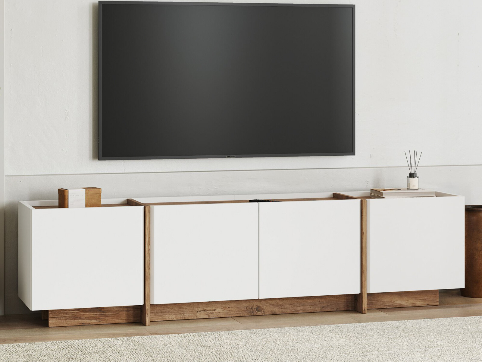 TV komoda Novato 152 (Belo + Bor)