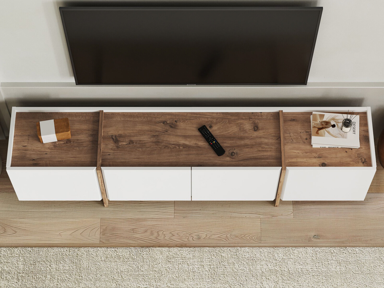 TV komoda Novato 152 (Belo + Bor)
