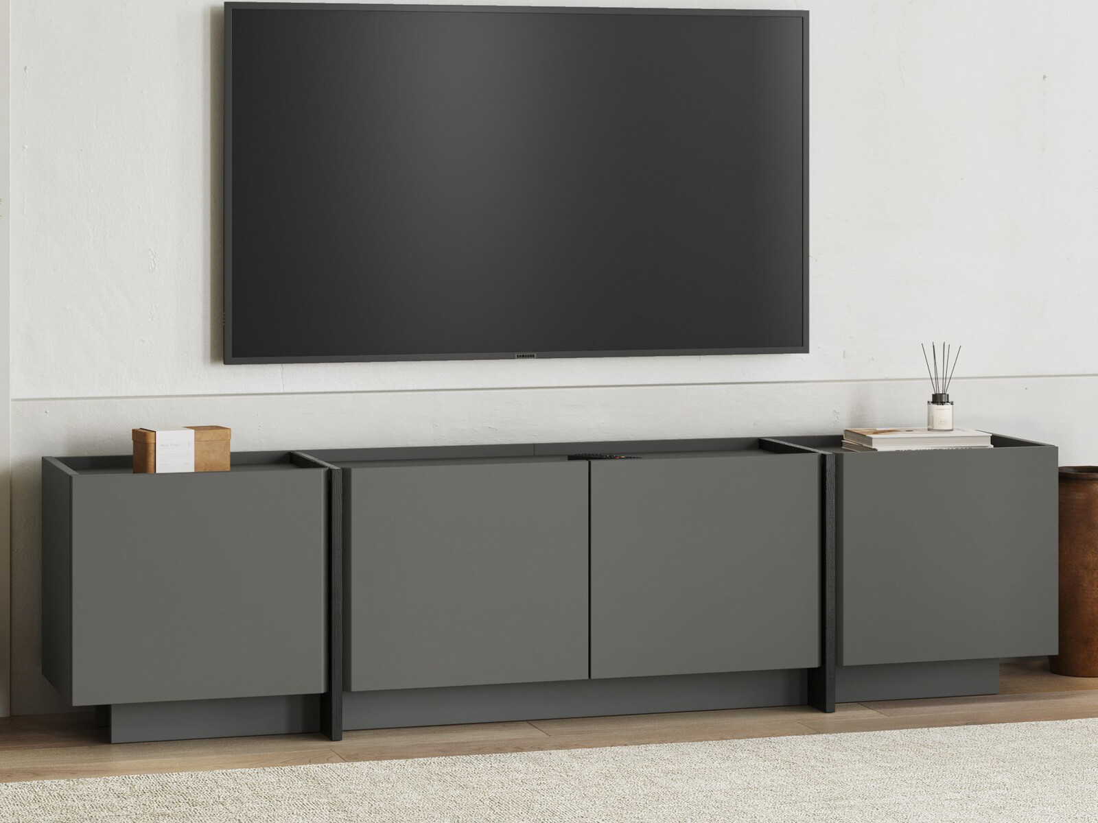 TV komoda Novato 152 (Crno + Antracit)