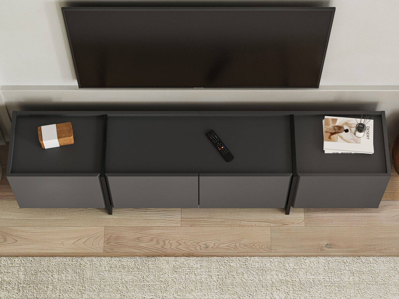 TV komoda Novato 152 (Crno + Antracit)