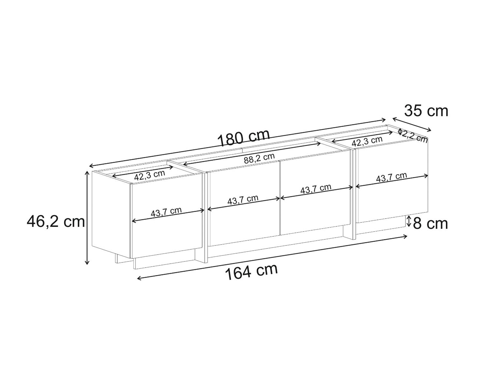 TV komoda Novato 152 (Svetlo Travertine)