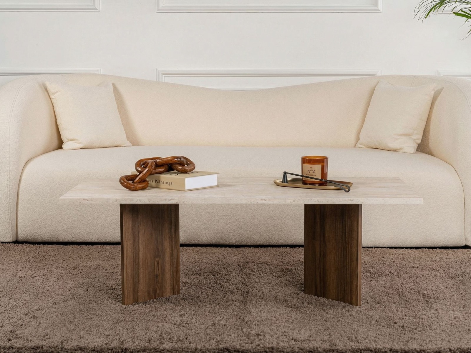 Stočić za kafu Novato 132 (Travertine + Orah)
