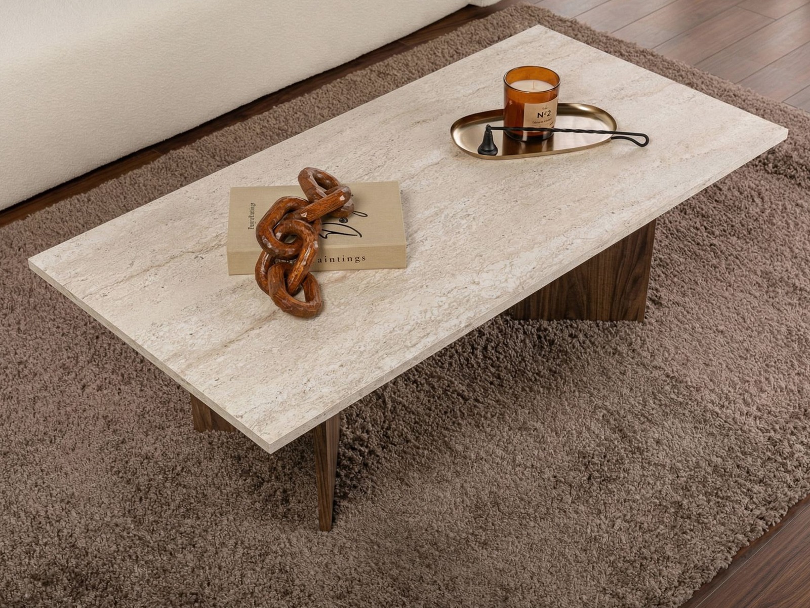 Stočić za kafu Novato 132 (Travertine + Orah)