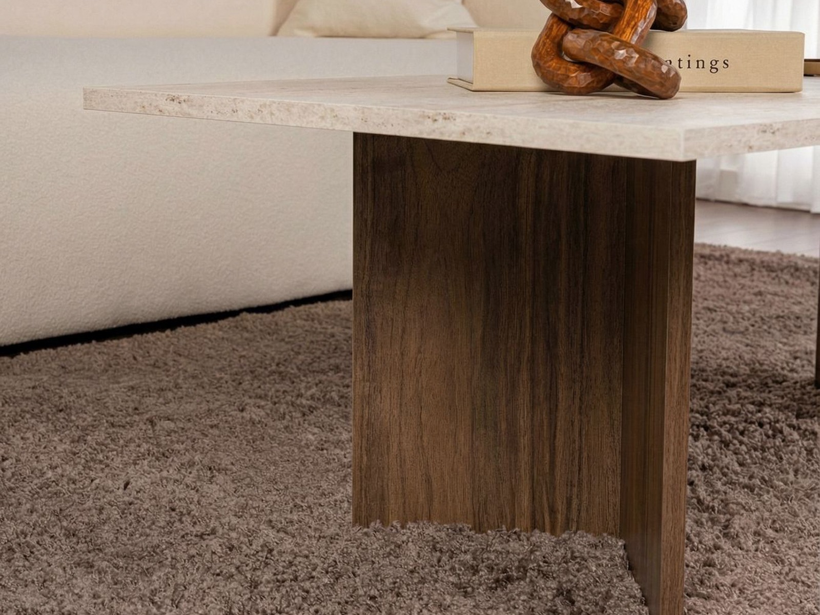 Stočić za kafu Novato 132 (Travertine + Orah)