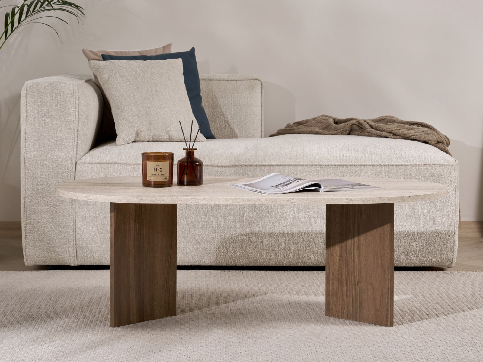 Stočić za kafu Novato 111 (Svetlo Travertine + Orah)
