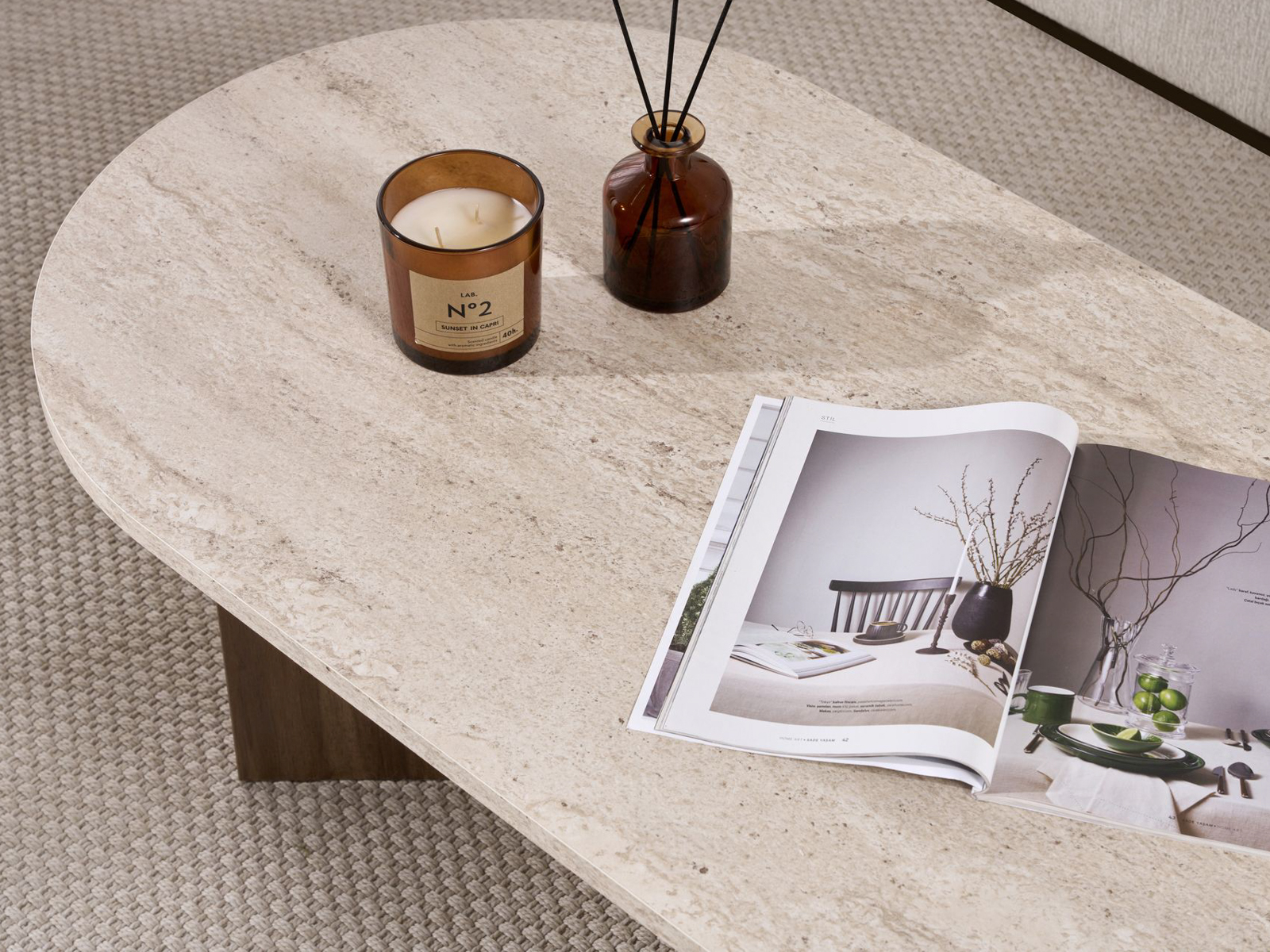 Stočić za kafu Novato 111 (Svetlo Travertine + Orah)
