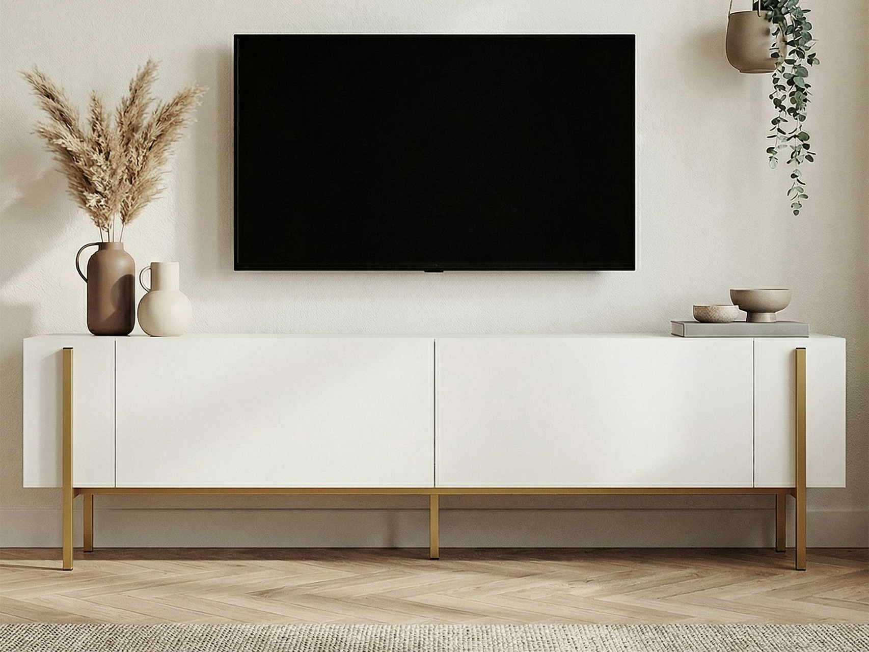 TV komoda Novato 154 (Belo + Zlatna)