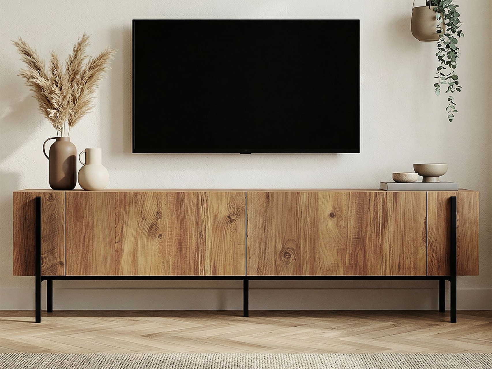 TV komoda Novato 154 (Crno + Bor)