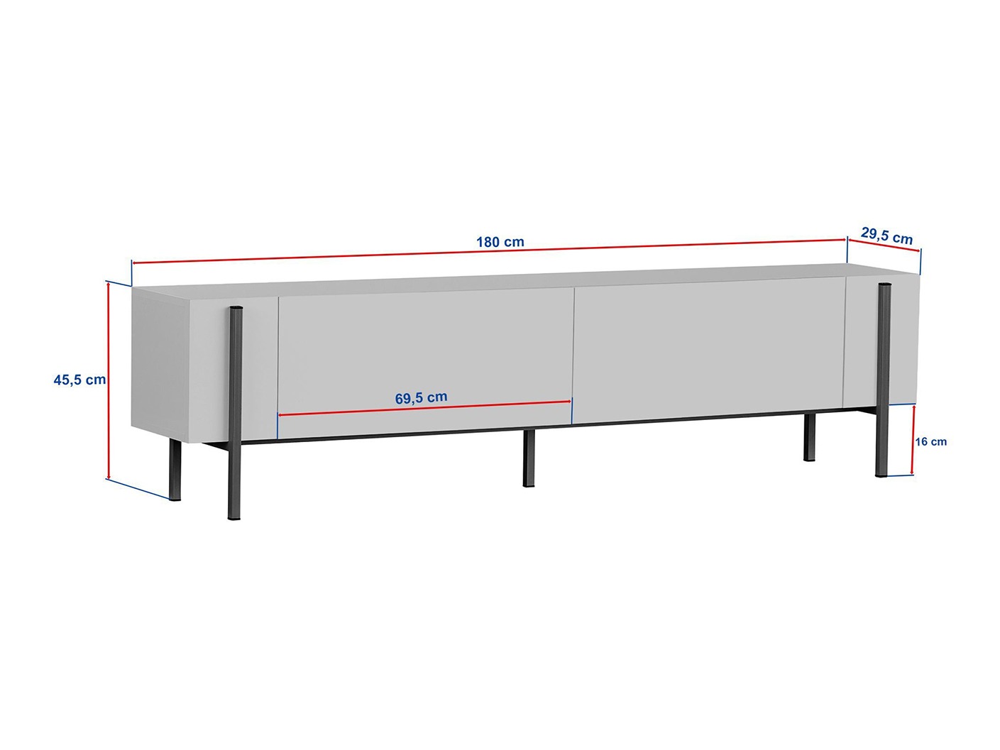 TV komoda Novato 154 (Crno + Hrast)