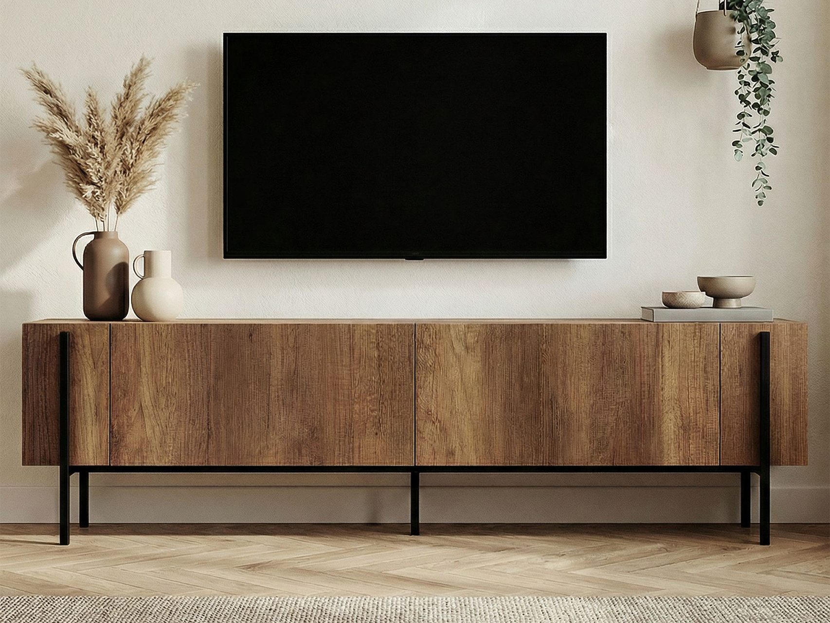 TV komoda Novato 154 (Crno + Orah)