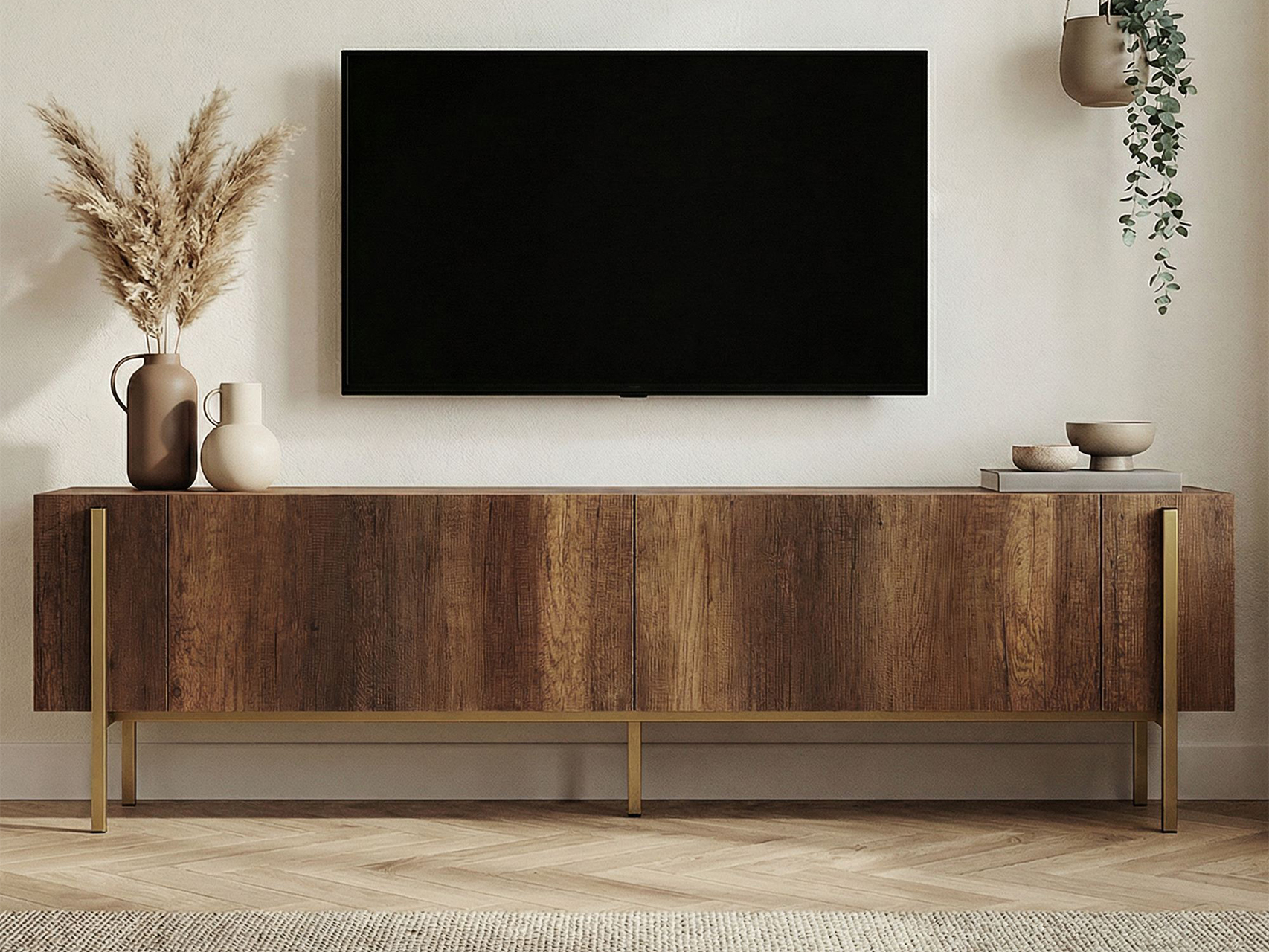 TV komoda Novato 154 (Zlatna + Orah)