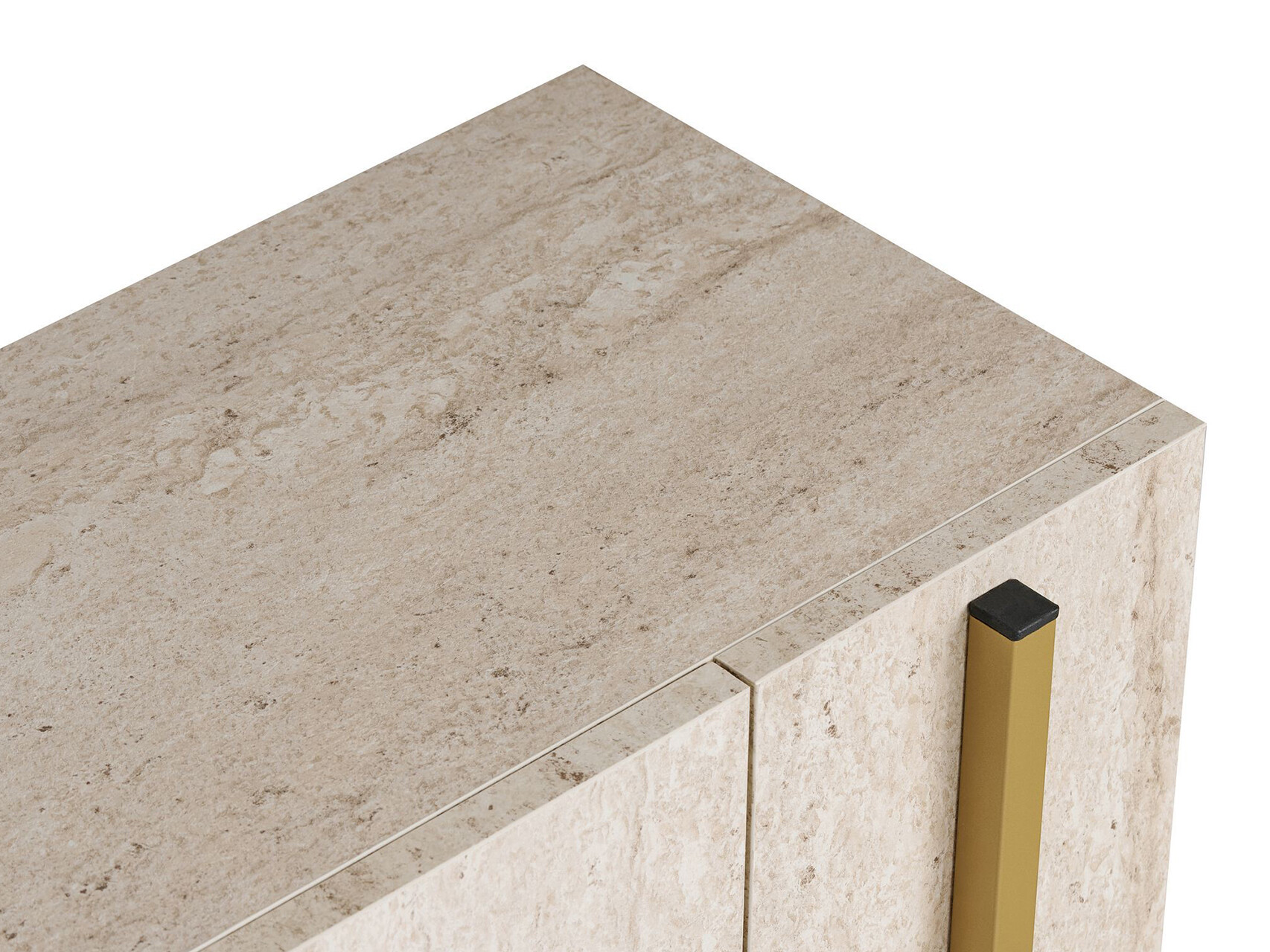 TV komoda Novato 154 (Zlatna + Svetlo Travertine)