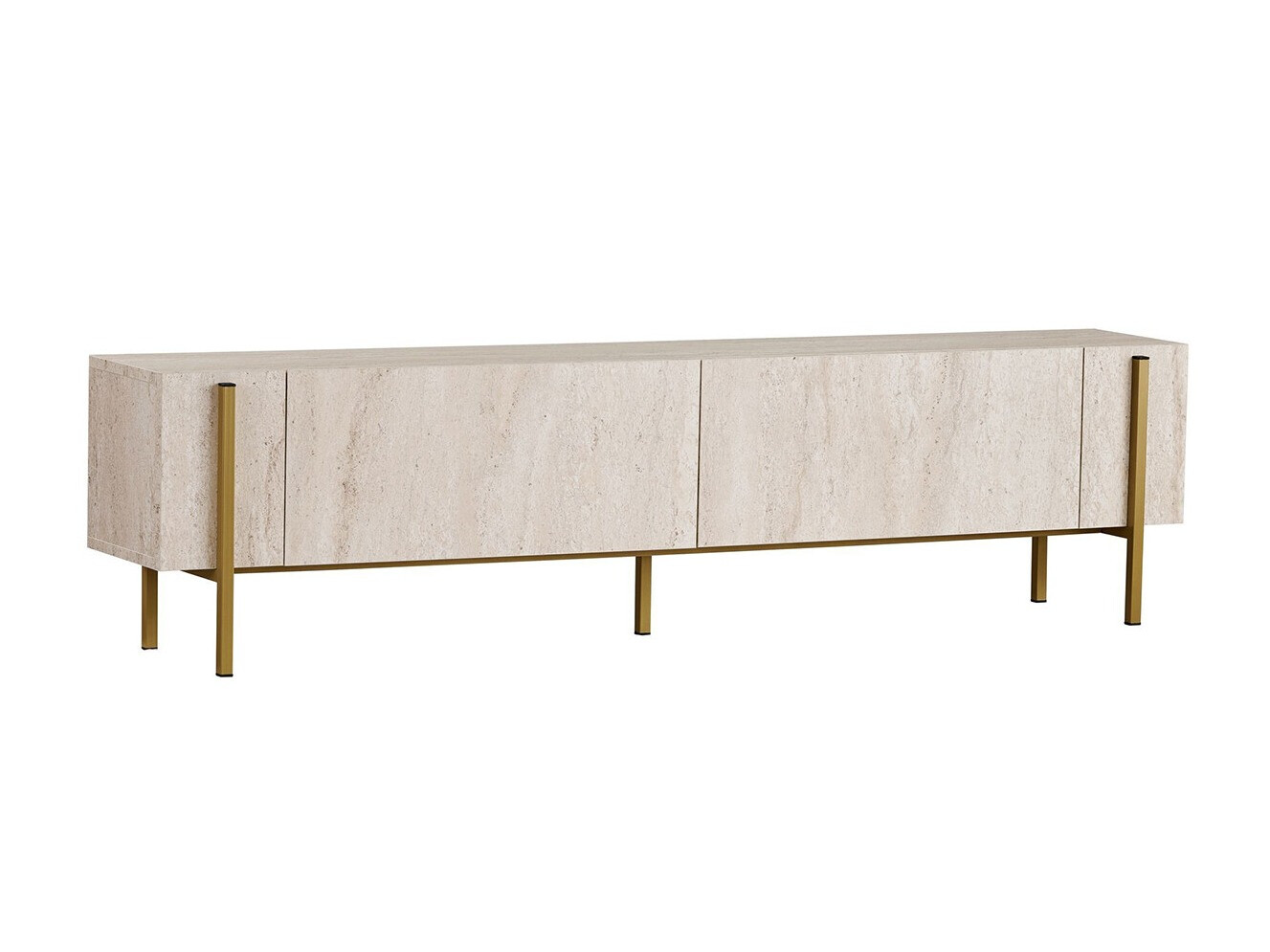 TV komoda Novato 154 (Zlatna + Svetlo Travertine)