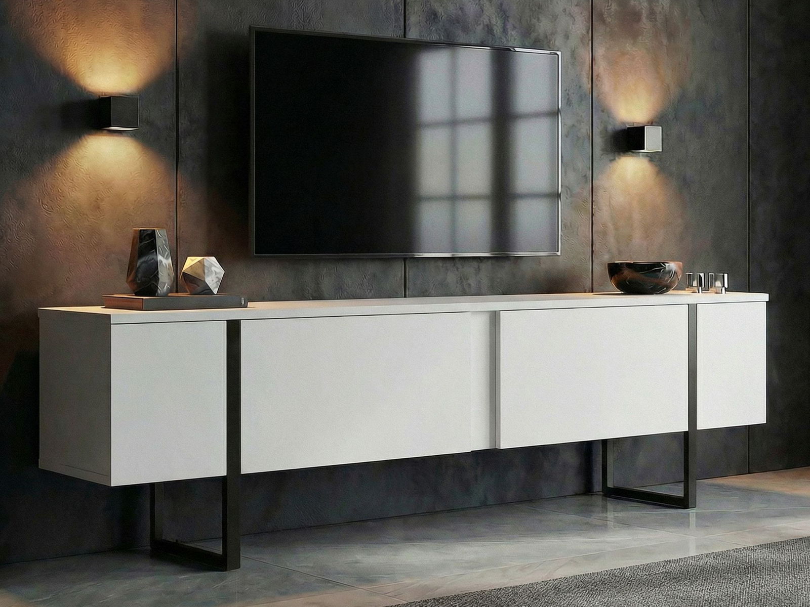 TV komoda Novato 156 (Belo + Crno)