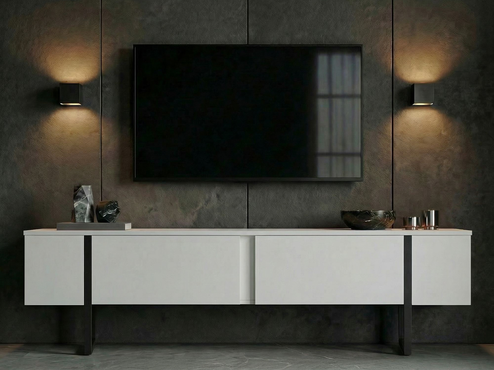 TV komoda Novato 156 (Belo + Crno)
