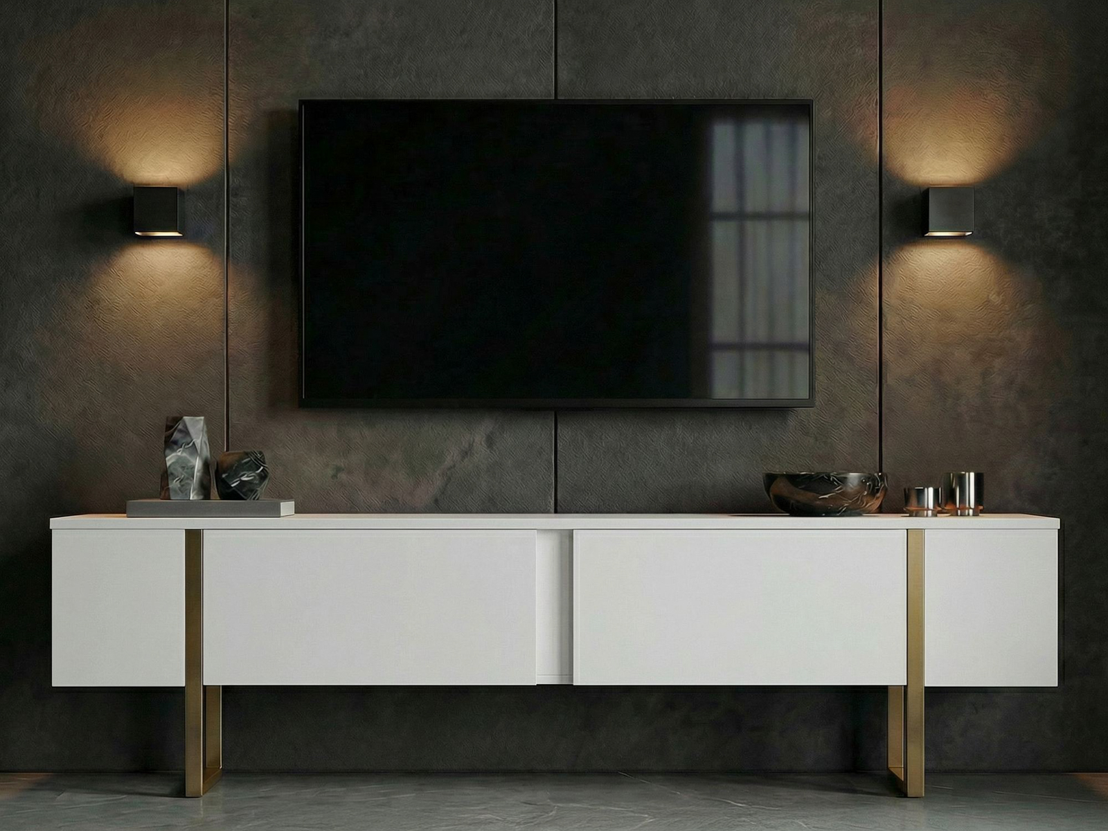 TV komoda Novato 156 (Belo + Zlatna)