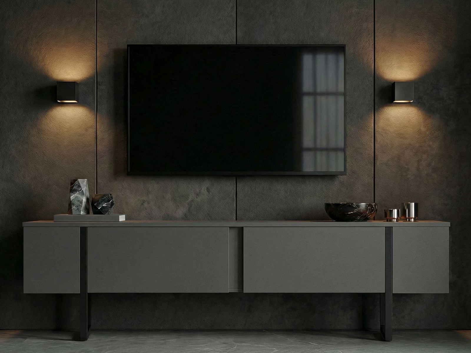 TV komoda Novato 156 (Crno + Antracit)