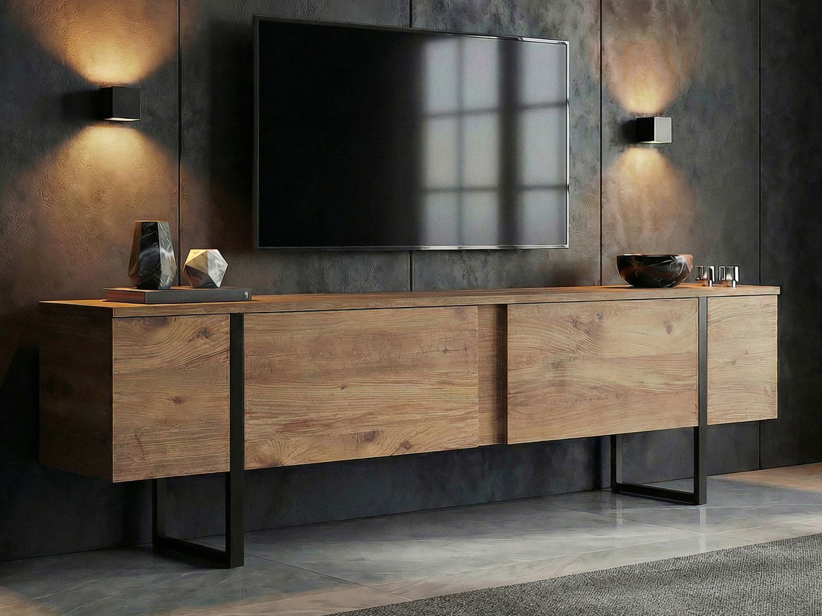 TV komoda Novato 156 (Crno + Bor)