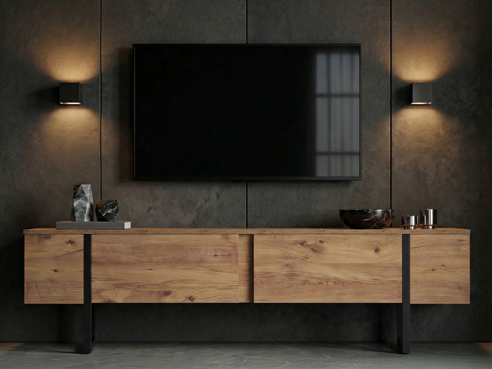 TV komoda Novato 156 (Crno + Bor)