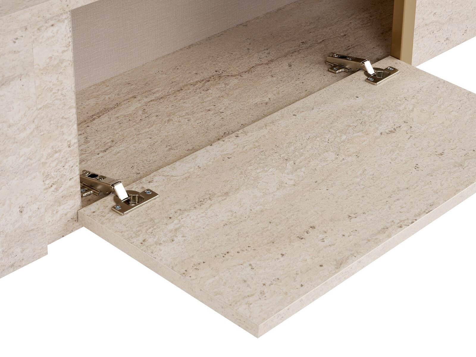 TV komoda Novato 156 (Zlatna + Svetlo Travertine)