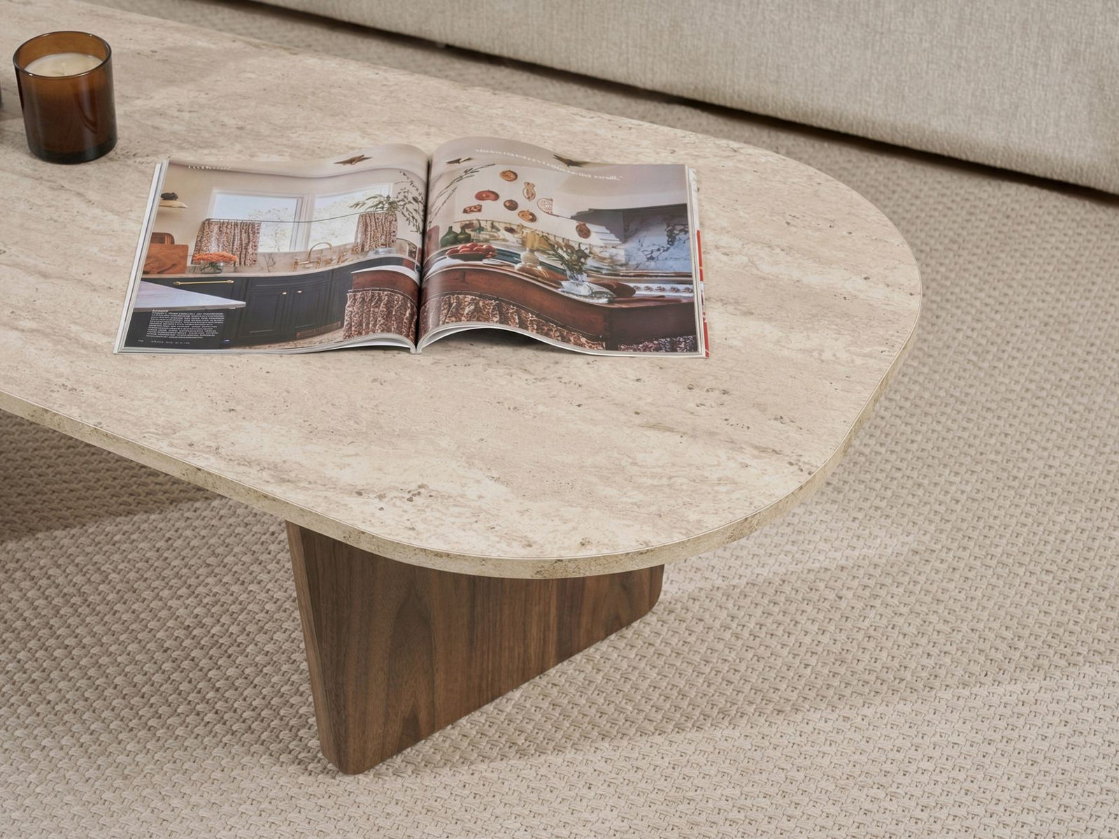 Stočić za kafu Novato 135 (Svetlo Travertine + Orah)