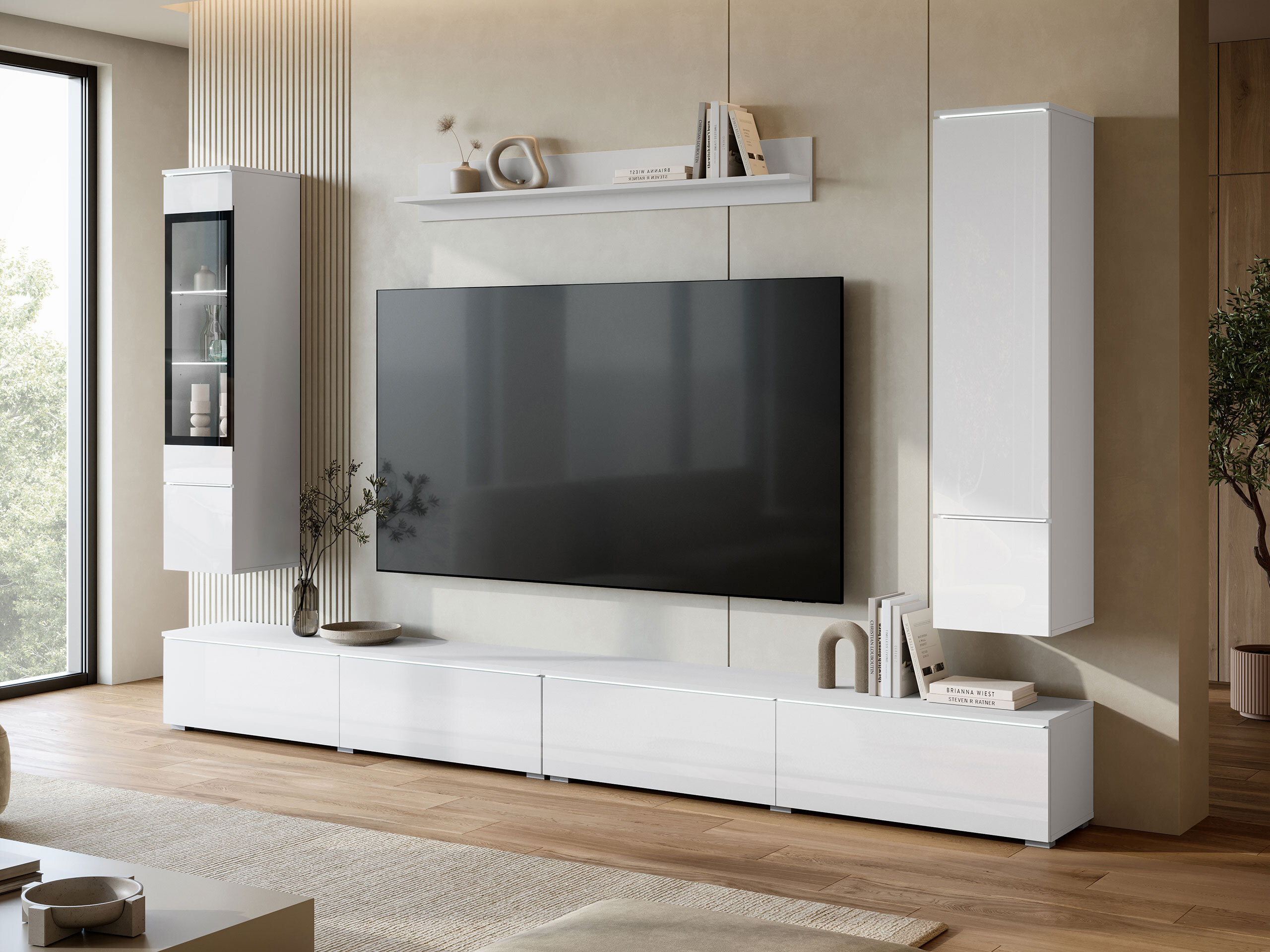 Set za dnevnu sobu Mirfivo 110 (Belo + Sjajno belo)