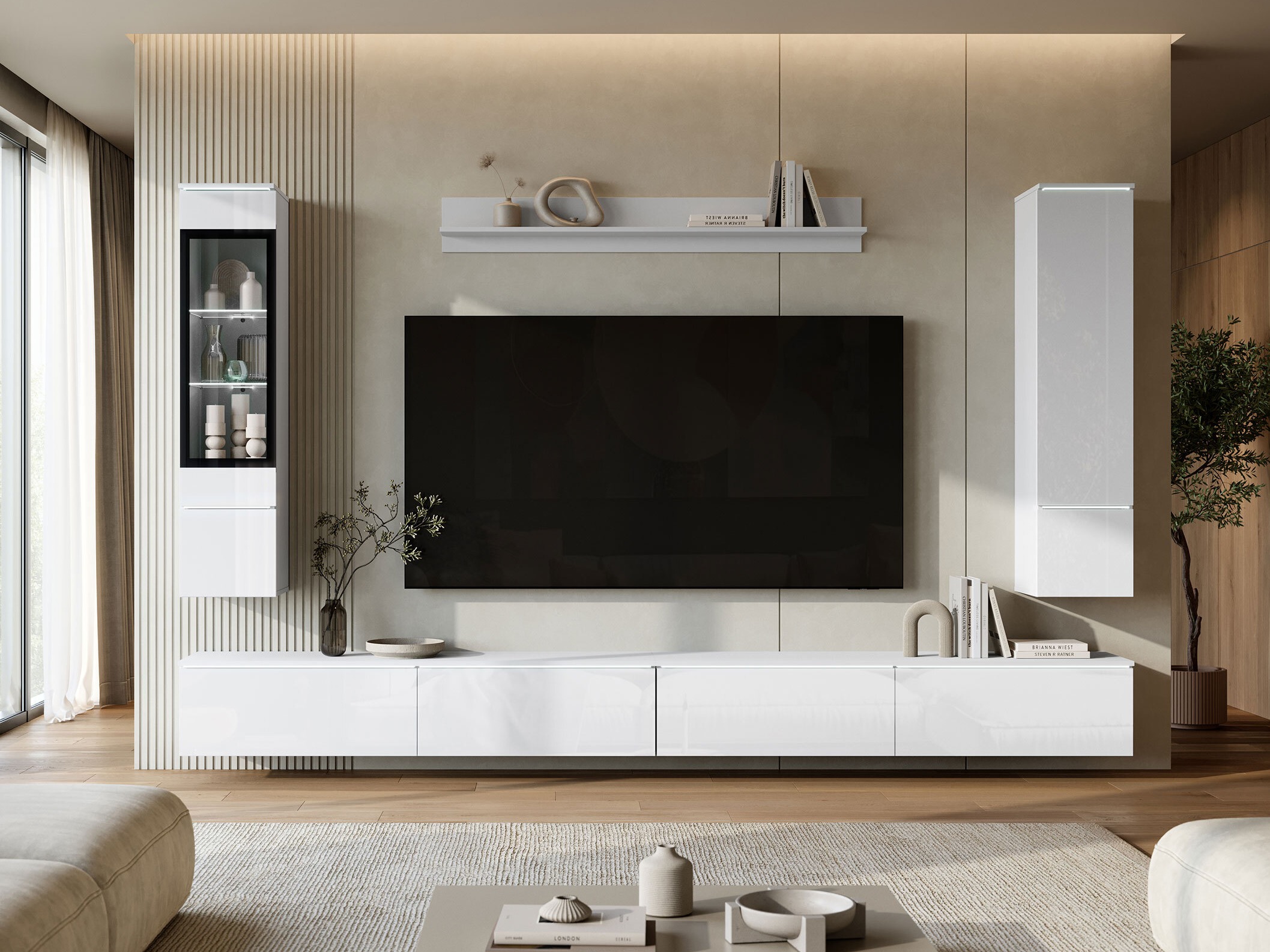 Set za dnevnu sobu Mirfivo 110 (Belo + Sjajno belo)