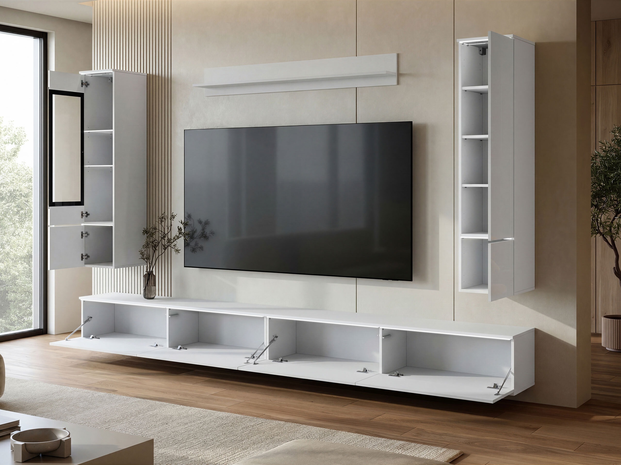 Set za dnevnu sobu Mirfivo 110 (Belo + Sjajno belo)