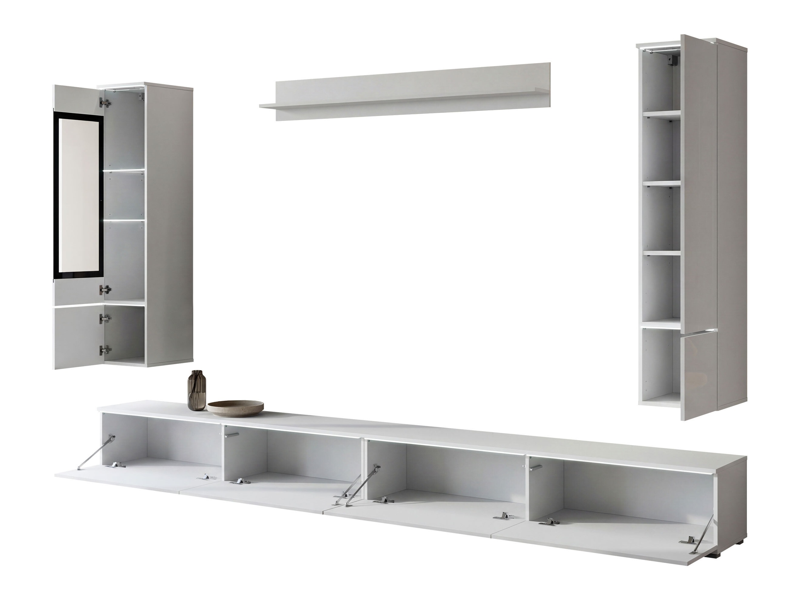Set za dnevnu sobu Mirfivo 110 (Belo + Sjajno belo)