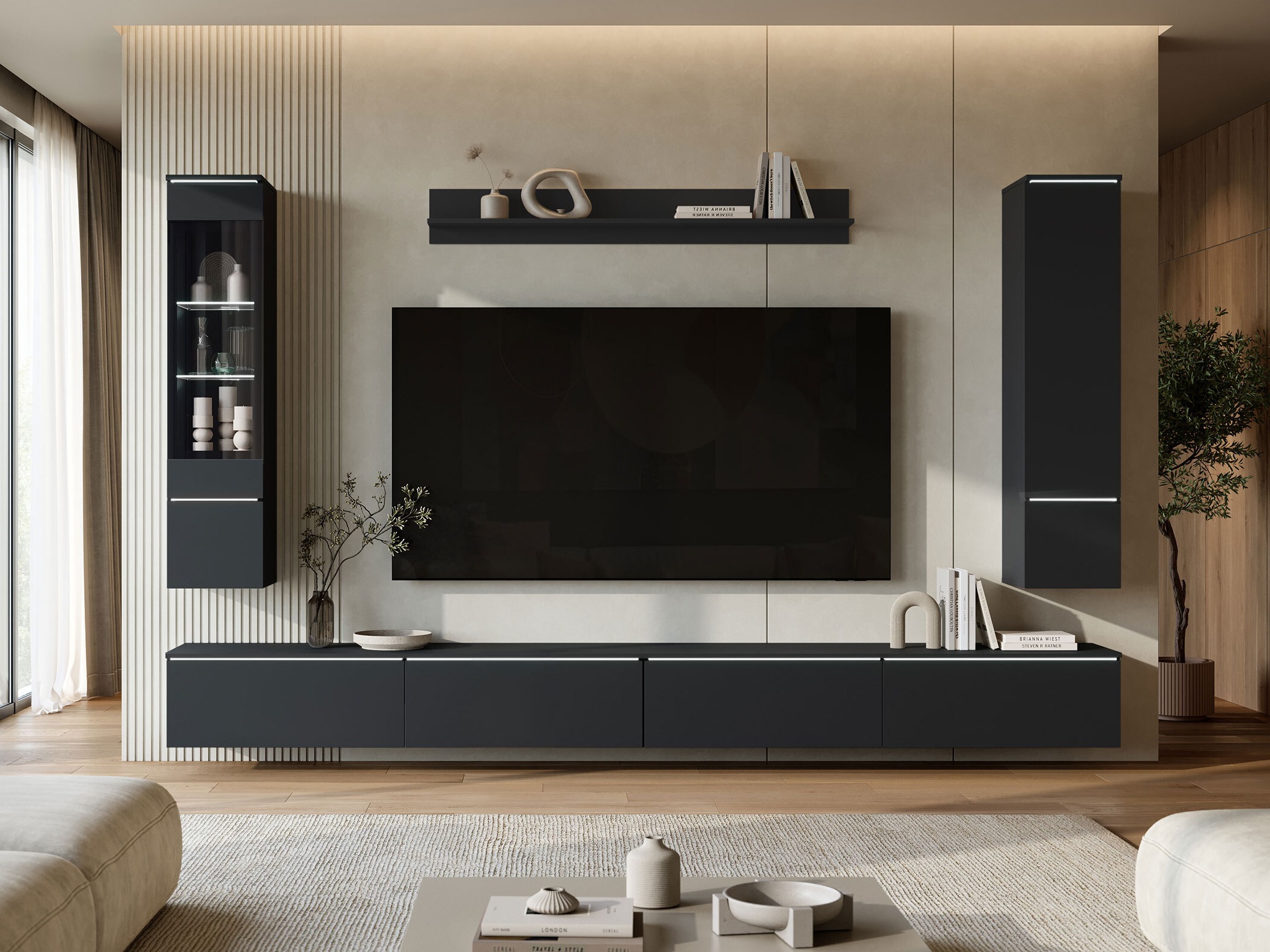 Set za dnevnu sobu Mirfivo 110 (Crno)