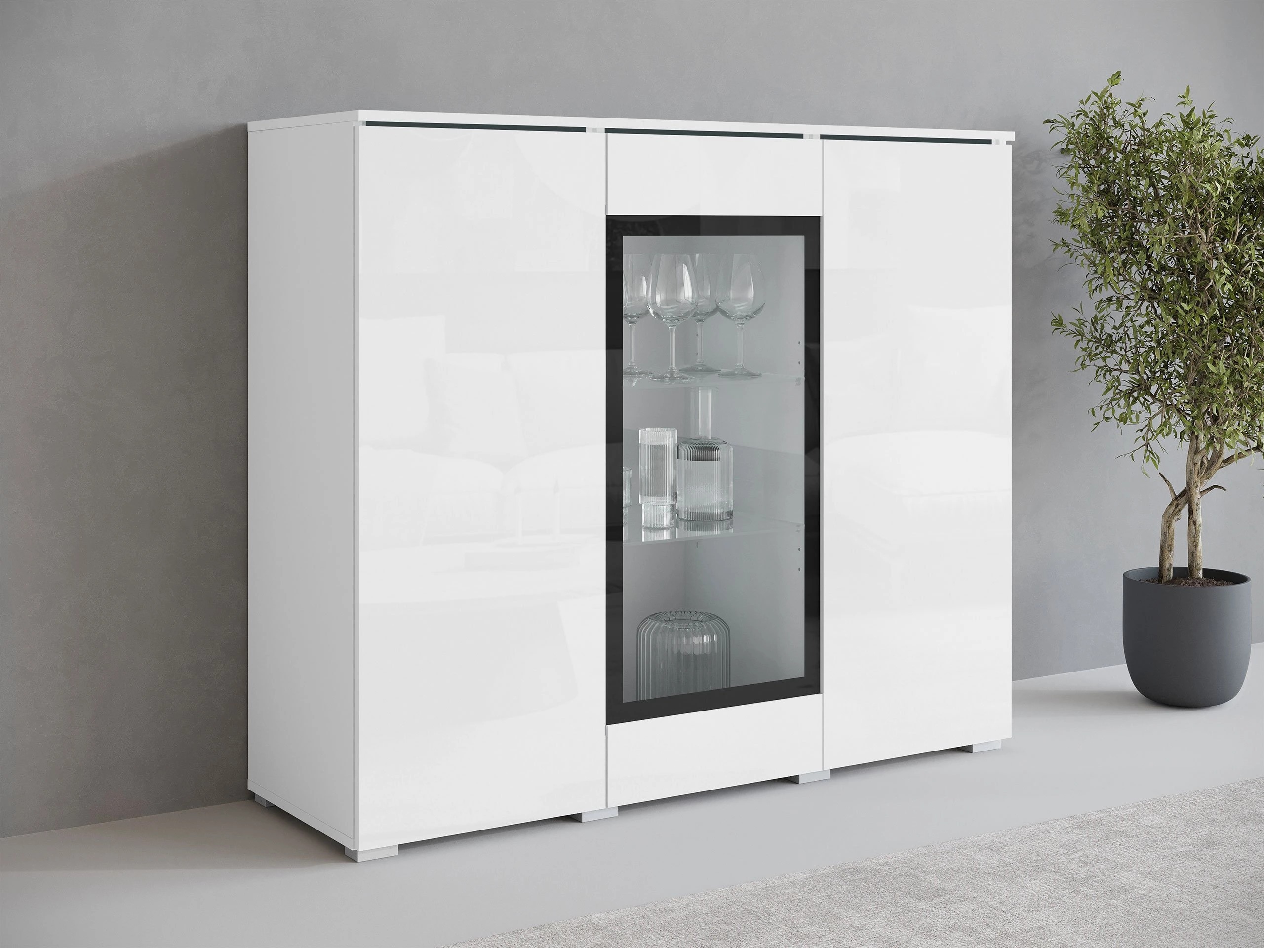 Ormarić Mirfivo 103 (Belo + Sjajno belo)