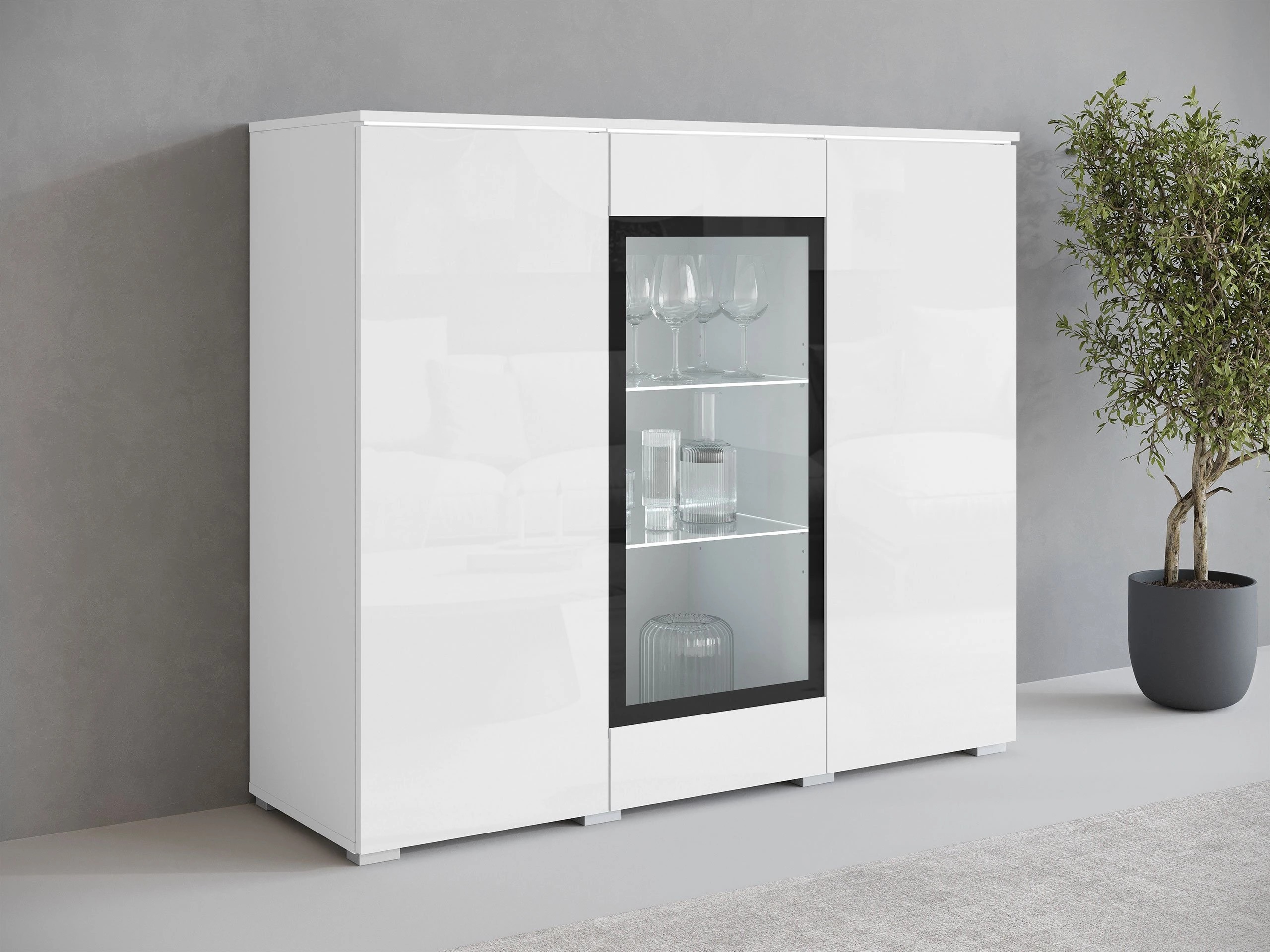 Ormarić Mirfivo 103 (Belo + Sjajno belo)