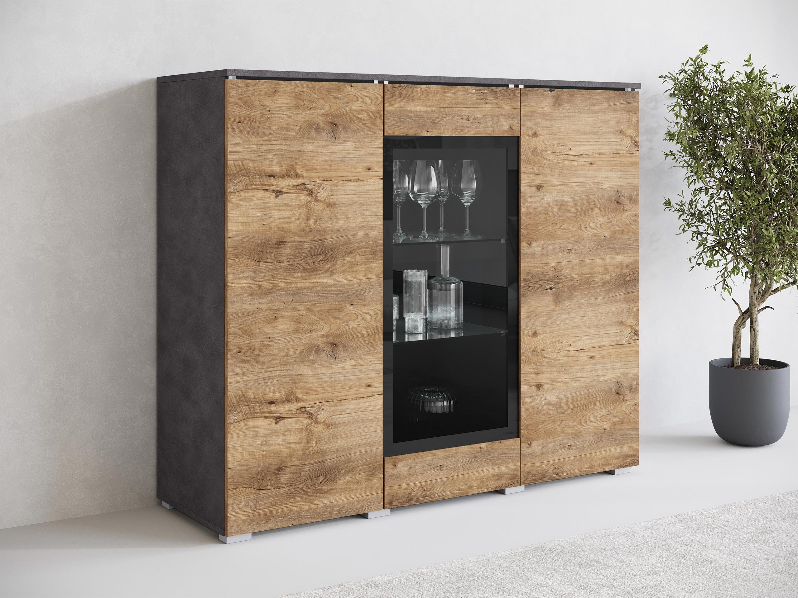 Ormarić Mirfivo 103 (Matera siva + Kesten)
