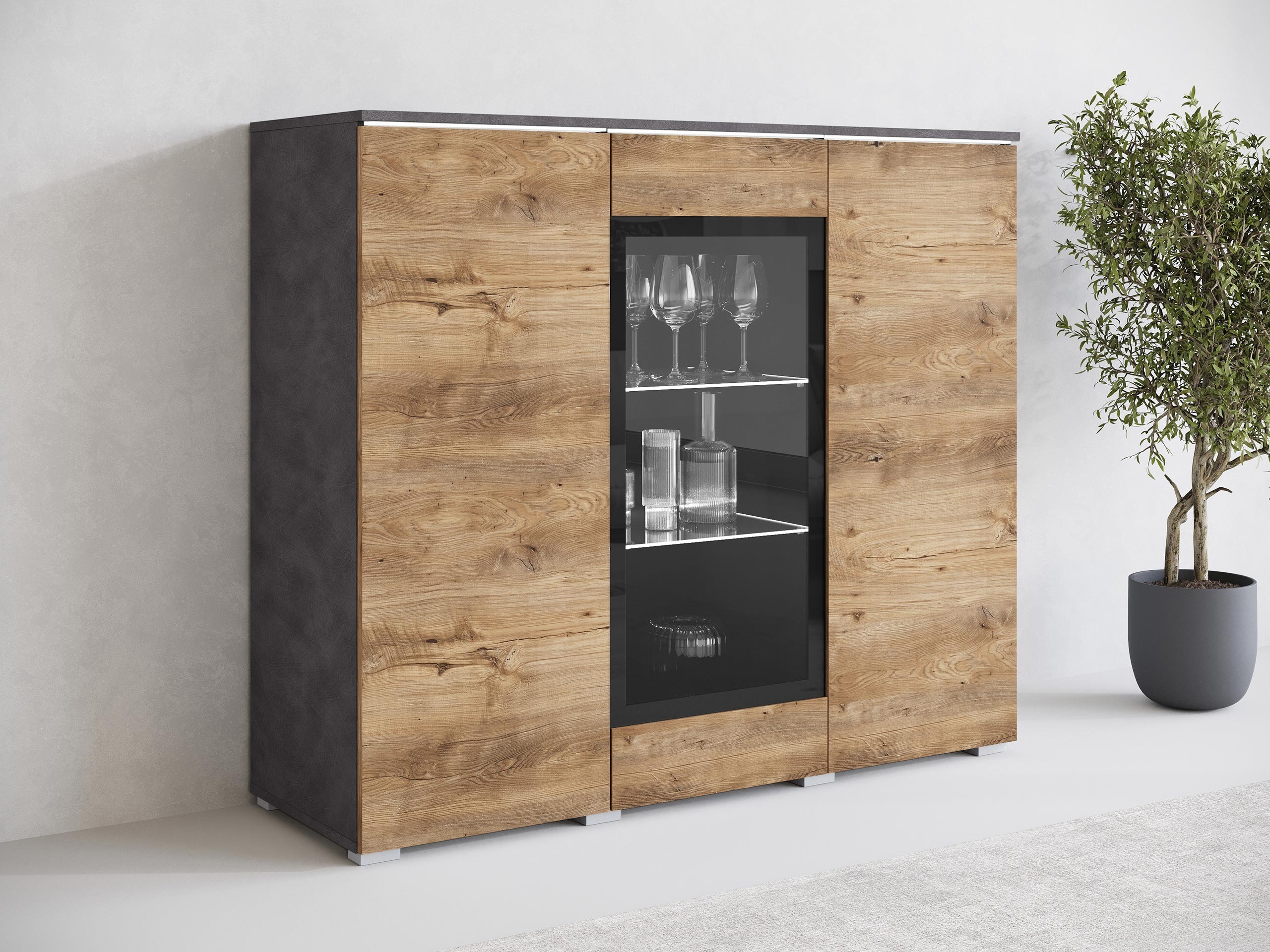 Ormarić Mirfivo 103 (Matera siva + Kesten)