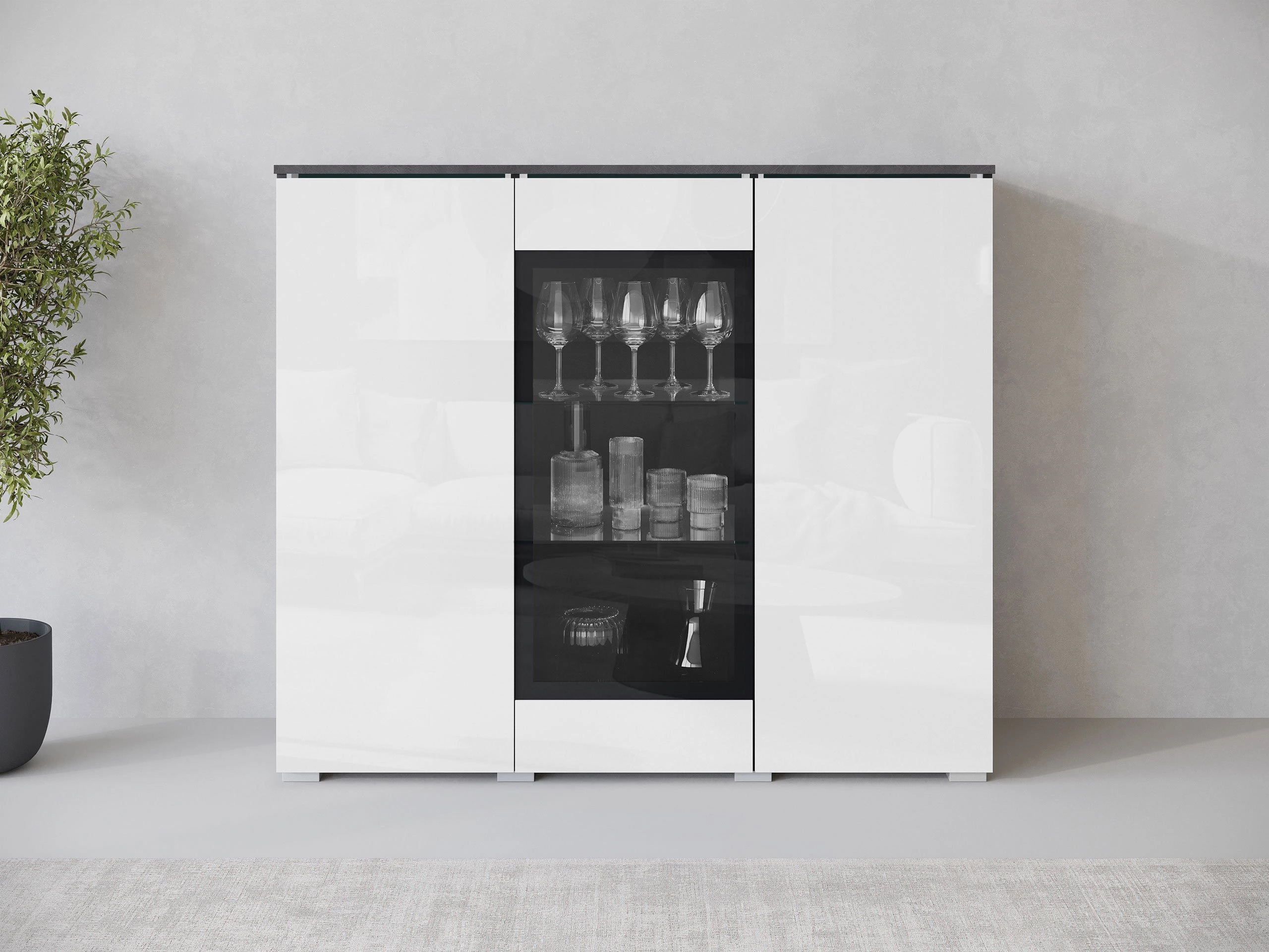 Ormarić Mirfivo 103 (Matera siva + Sjajno belo)