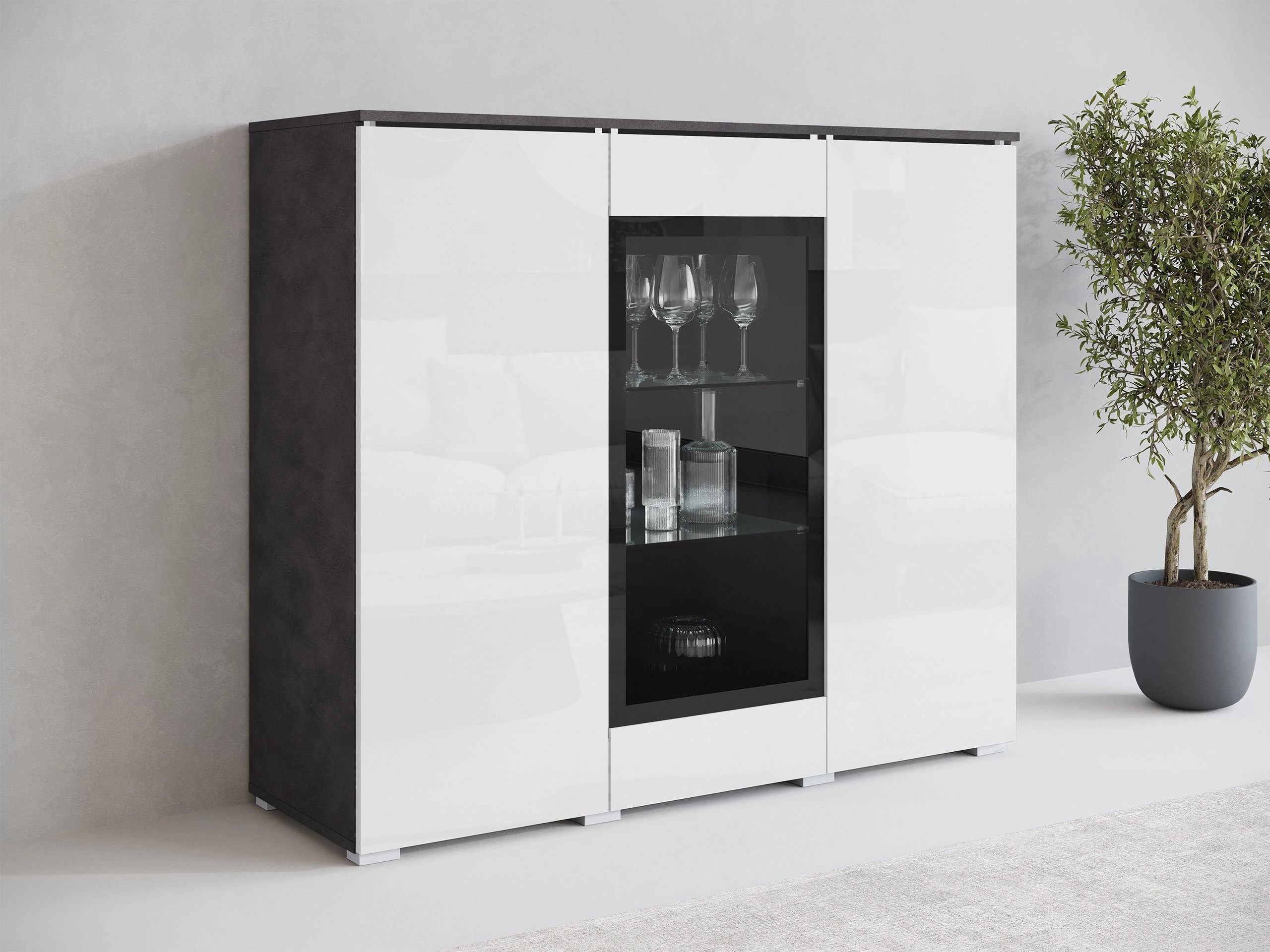 Ormarić Mirfivo 103 (Matera siva + Sjajno belo)