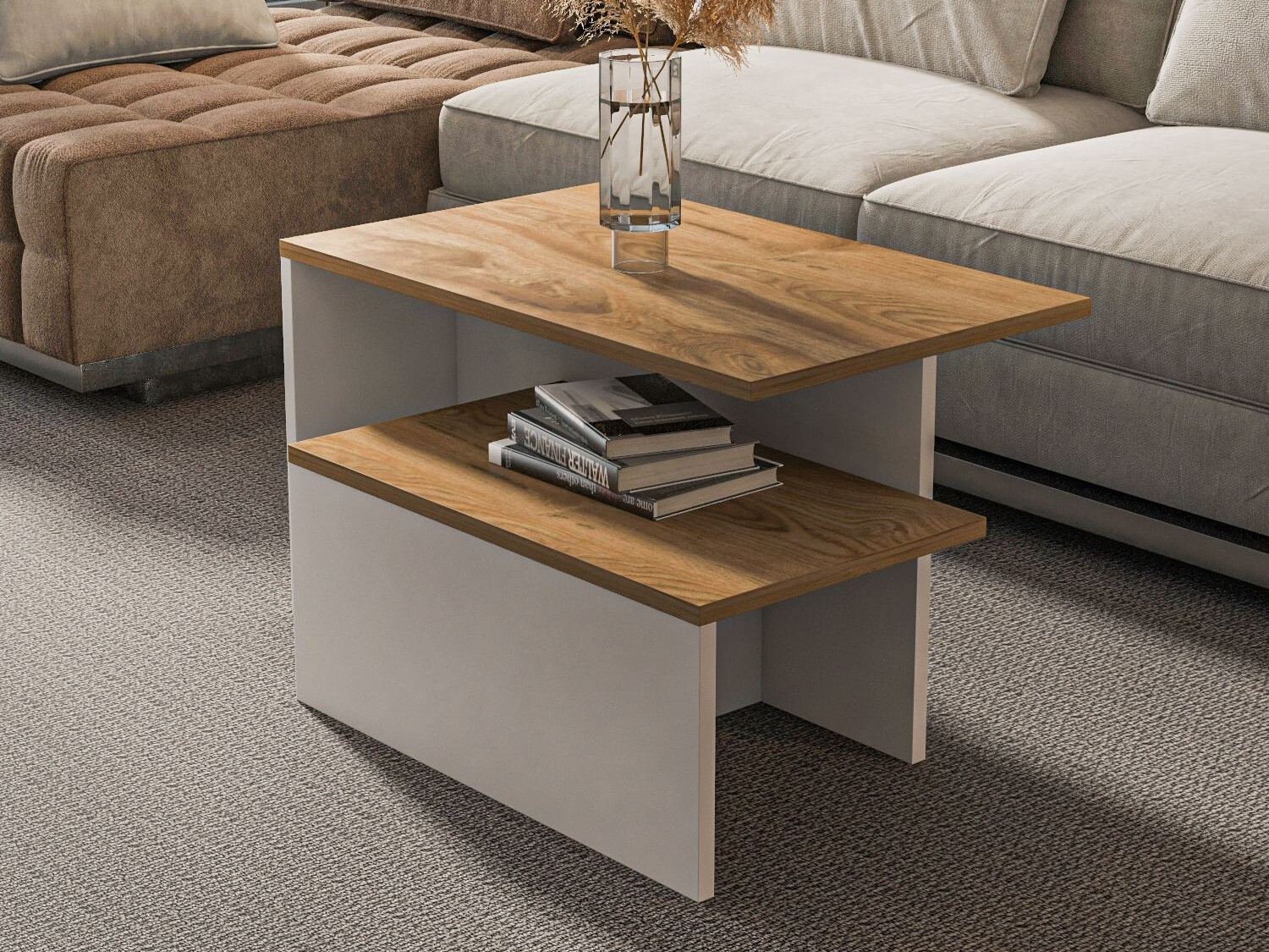 Set stočića za kafu Kailua 2750 (Belo + Hrast)