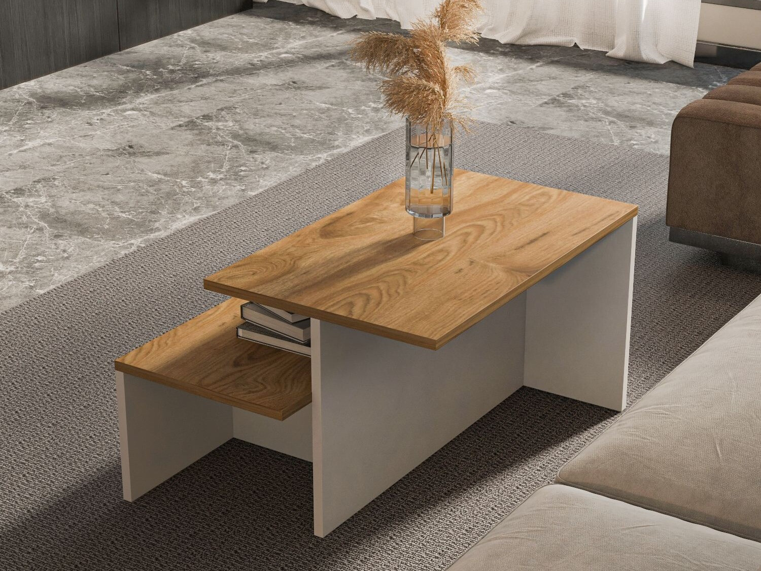 Set stočića za kafu Kailua 2750 (Belo + Hrast)