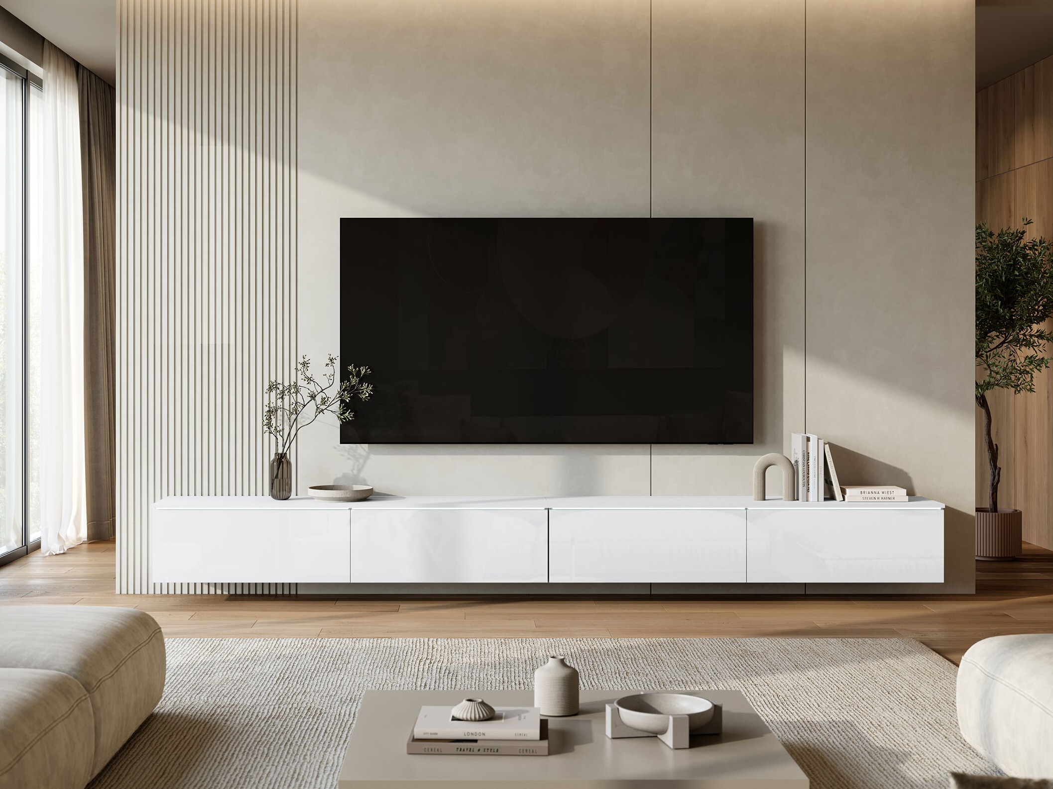 TV komoda Sarasota 199 (Belo + Sjajno belo)